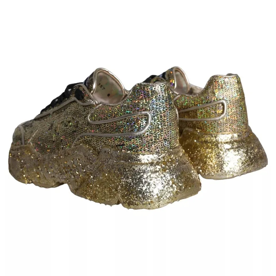 Gold Sequined Daymaster Low Top Sneakers Men Shoes sold by Louxly product image thumbnail 3