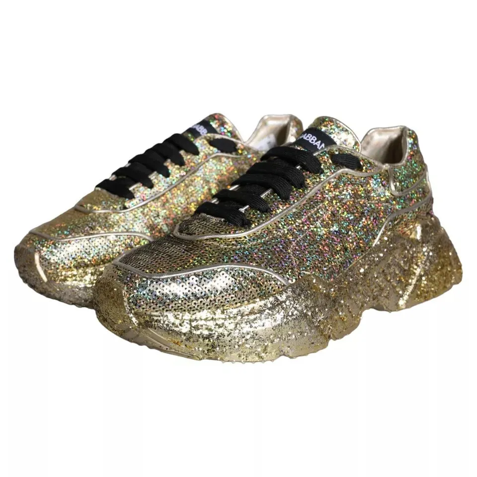 Gold Sequined Daymaster Low Top Sneakers Men Shoes sold by Louxly product image thumbnail 4