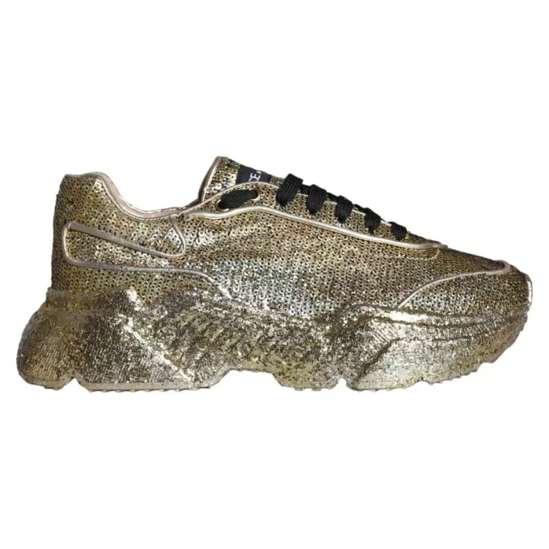 Gold Sequined Daymaster Low Top Sneakers Men Shoes made by Louxly