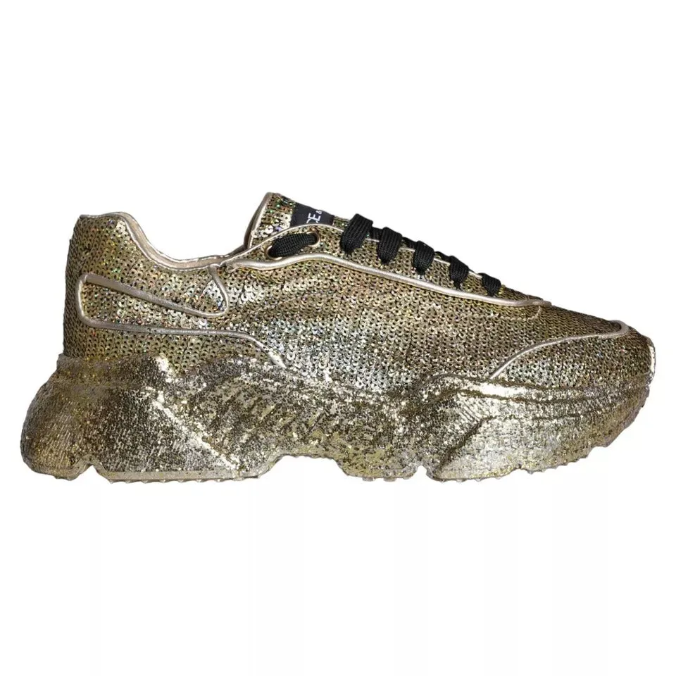 Gold Sequined Daymaster Low Top Sneakers Men Shoes sold by Louxly