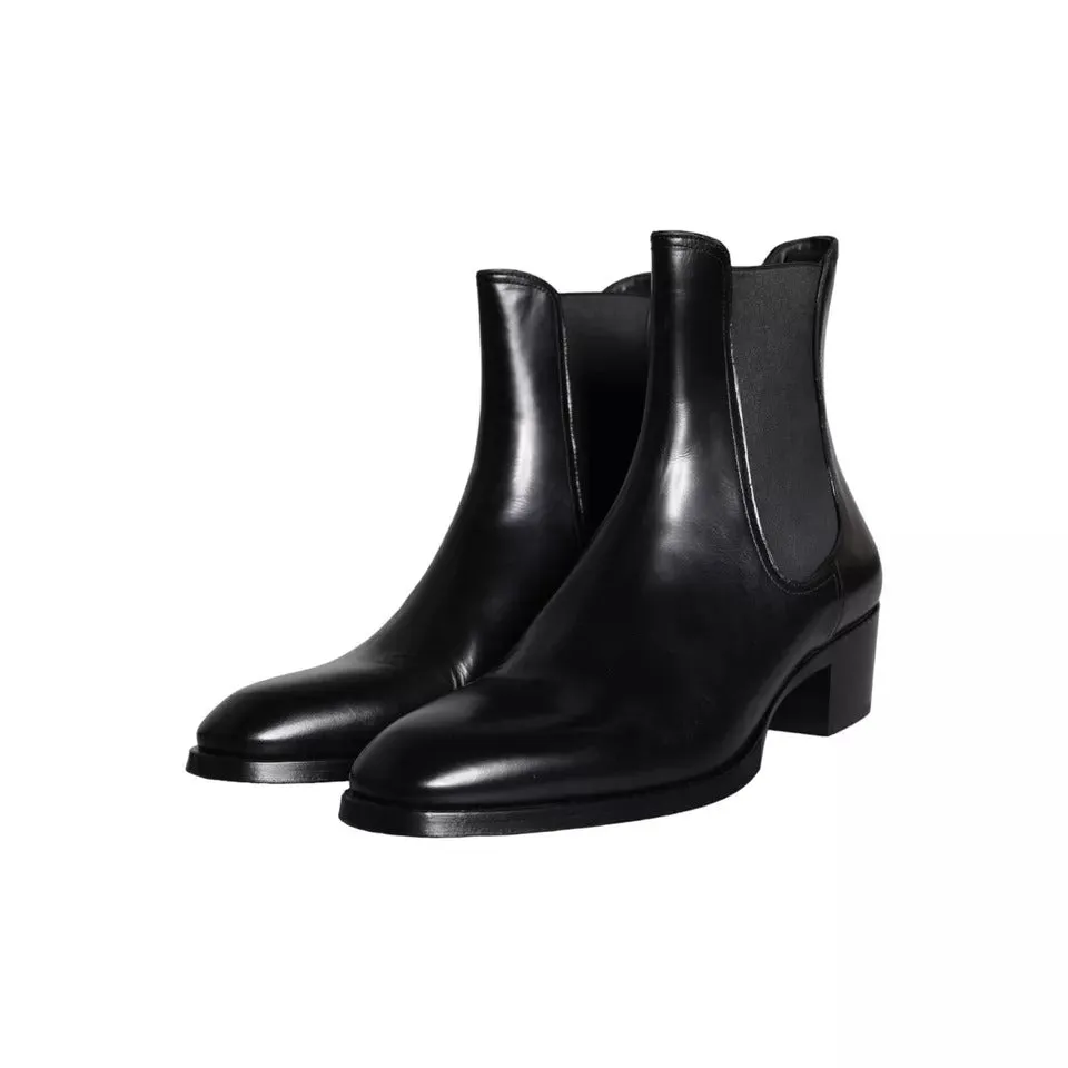 Black Leather Chelsea Ankle Boots Men Shoes sold by Louxly product image thumbnail 3