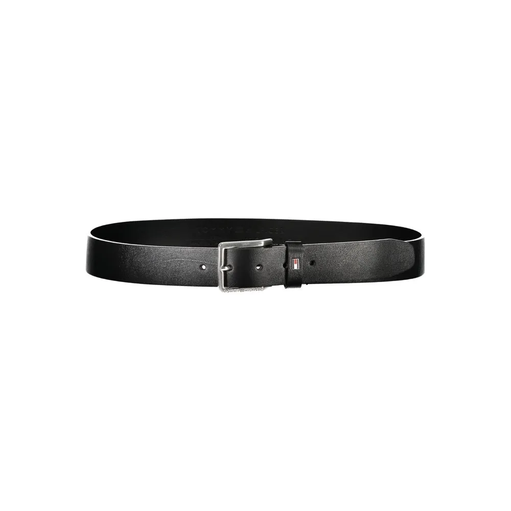Elegant Black Leather Belt with Metal Buckle sold by Louxly