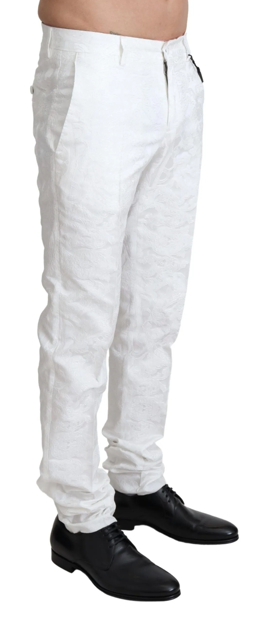 Elegant White Brocade Dress Pants sold by Louxly product image thumbnail 2