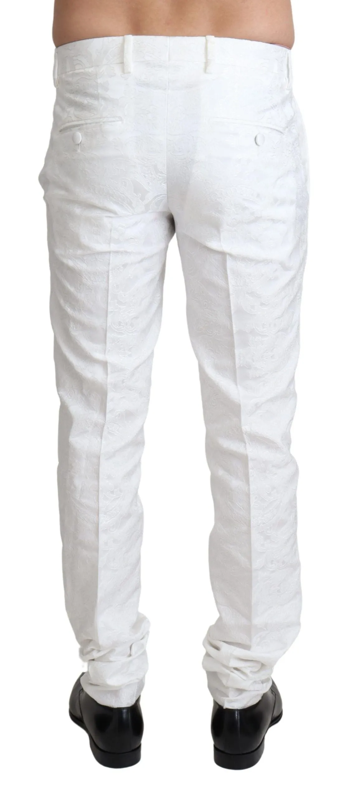 Elegant White Brocade Dress Pants sold by Louxly product image thumbnail 3