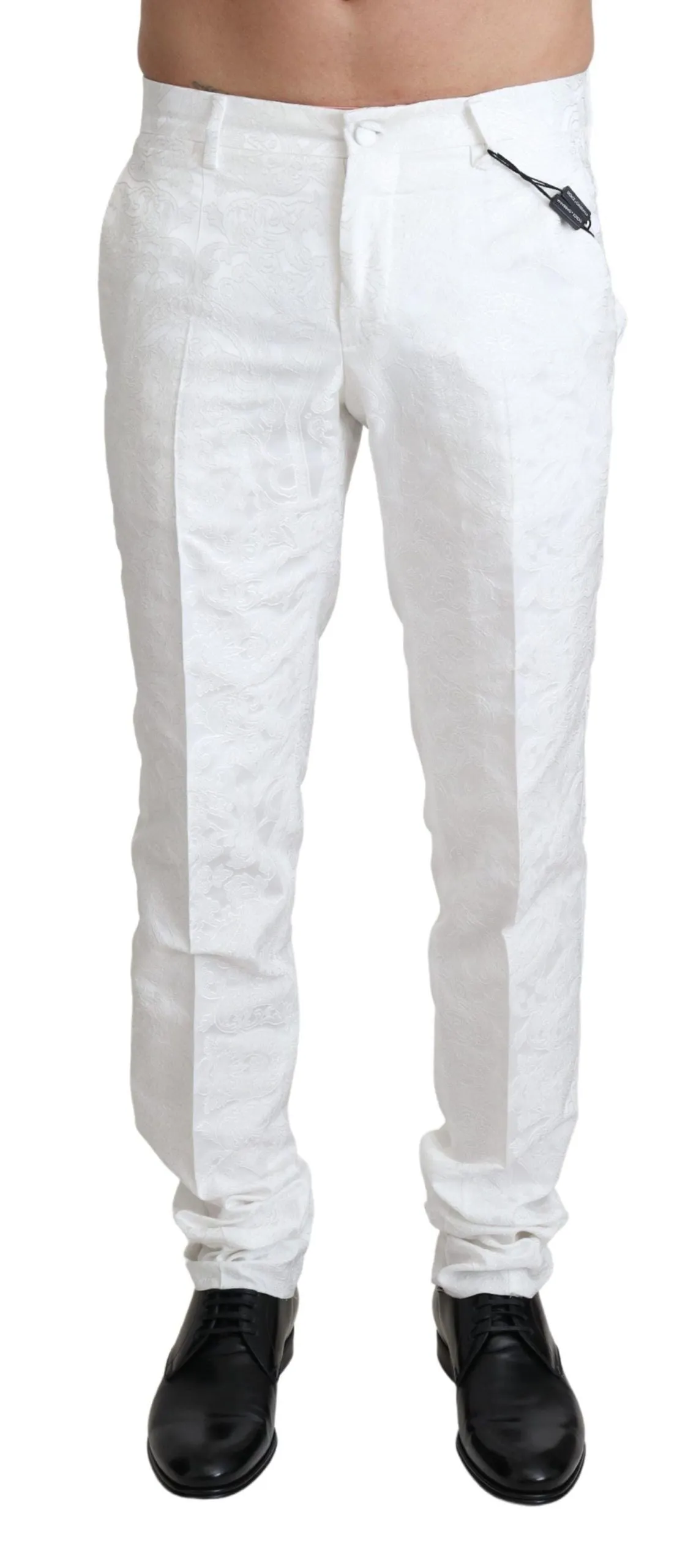 Elegant White Brocade Dress Pants sold by Louxly