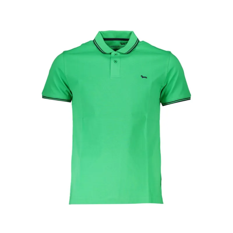 Chic Green Cotton Polo with Contrast Detailing sold by Louxly