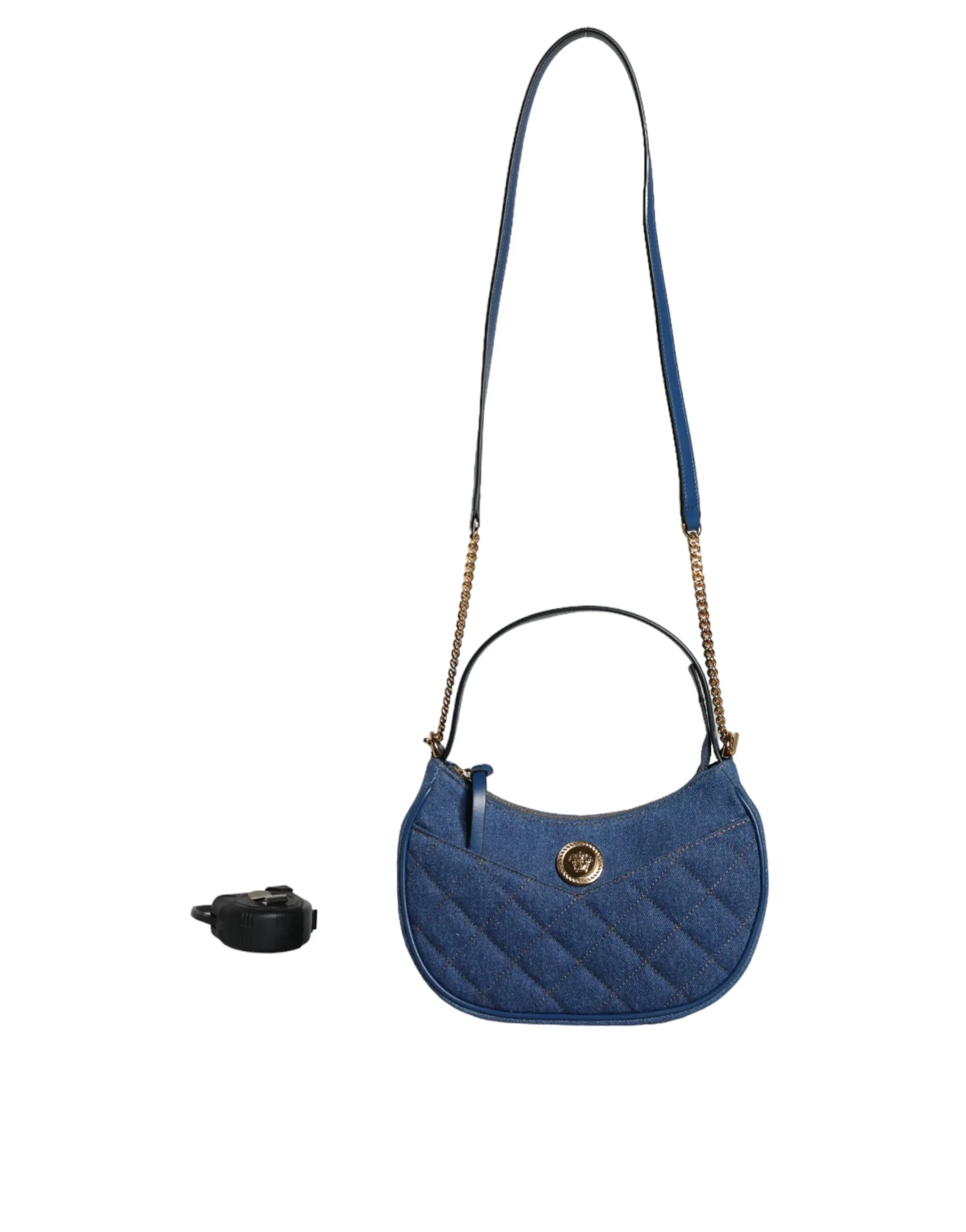 Blue Quilted Denim Leather Top Handle Shoulder Bag sold by Louxly product image thumbnail 2