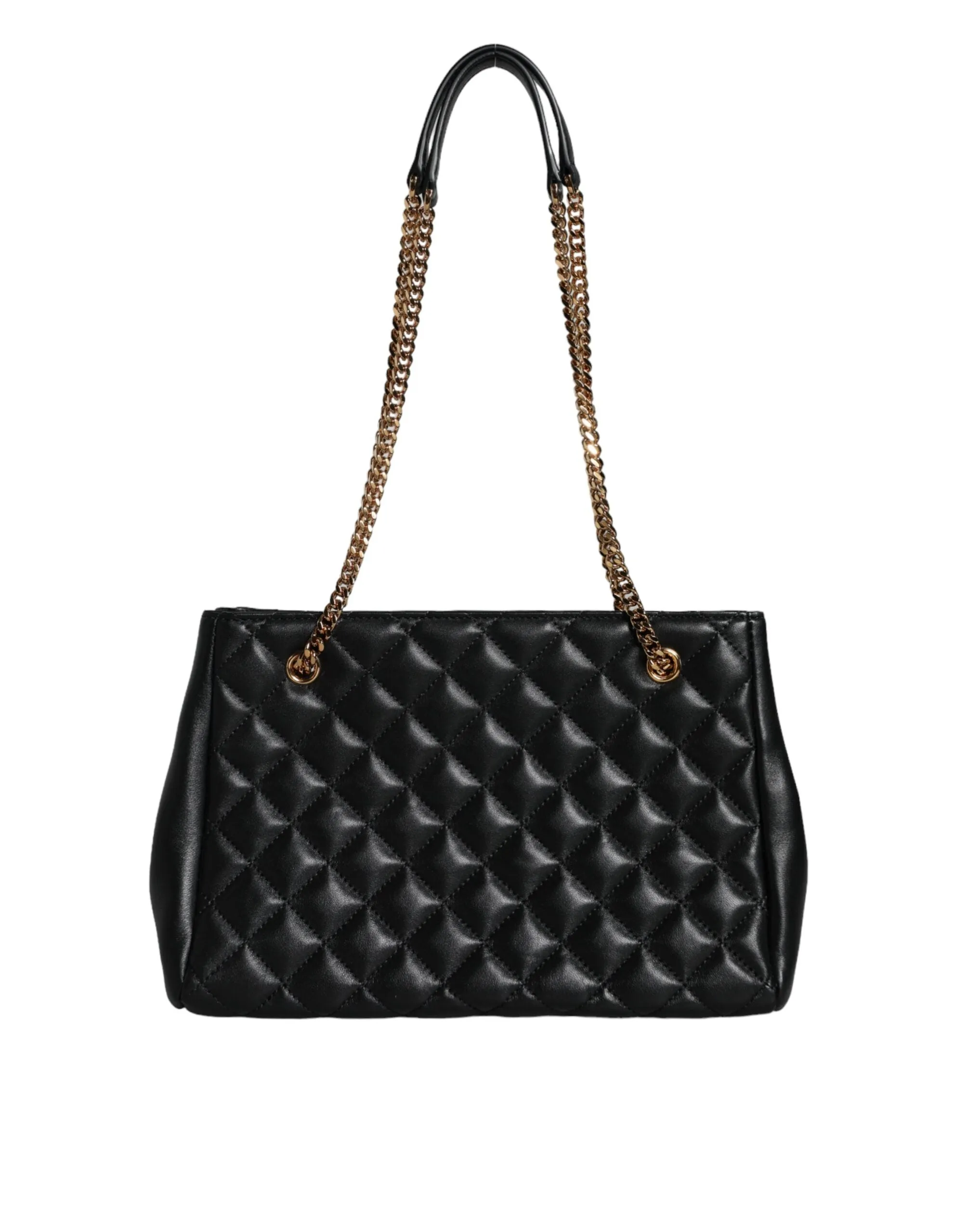 Black Quilted Nappa Leather Shoulder Chain Strap Bag sold by Louxly product image thumbnail 4