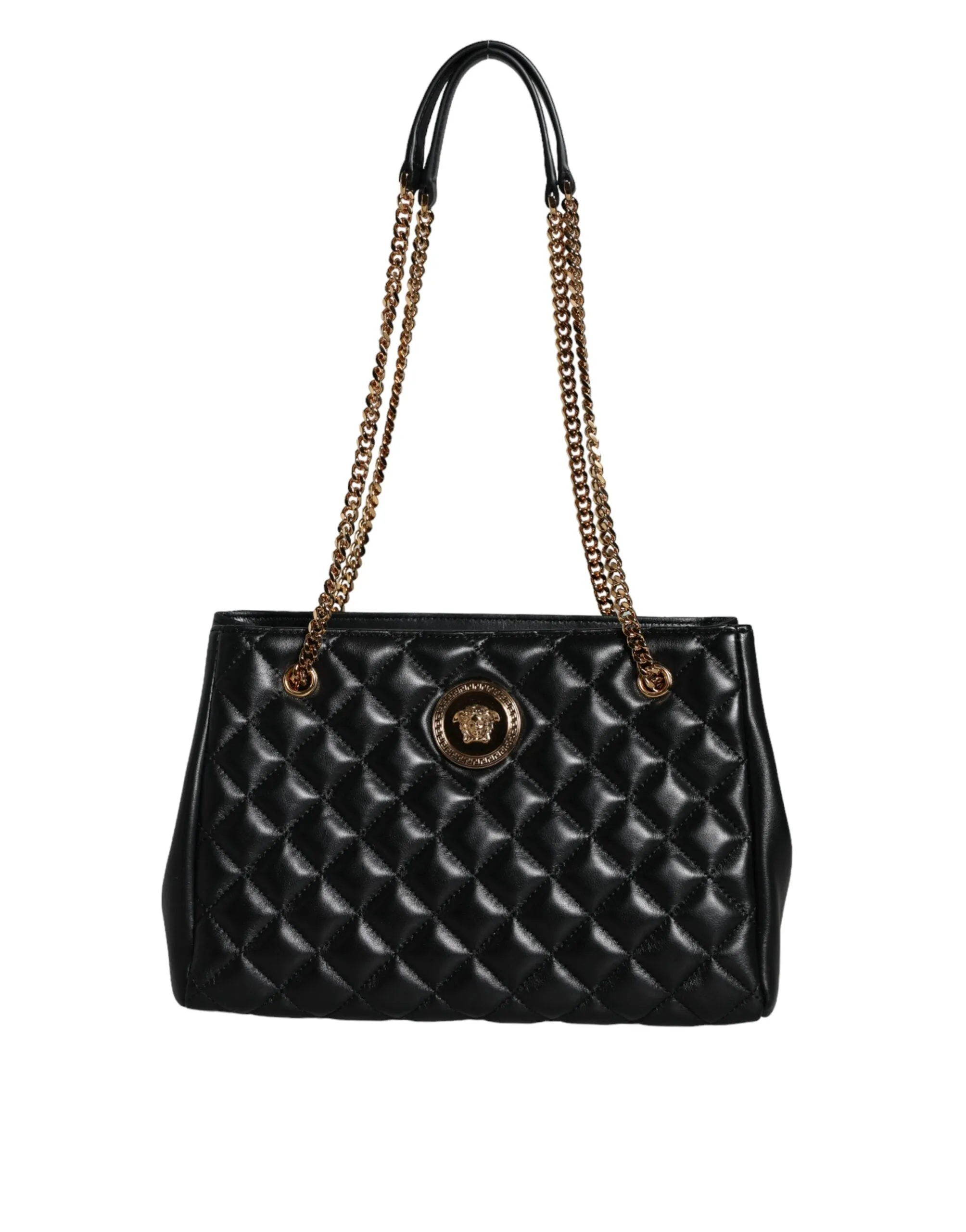 Black Quilted Nappa Leather Shoulder Chain Strap Bag sold by Louxly