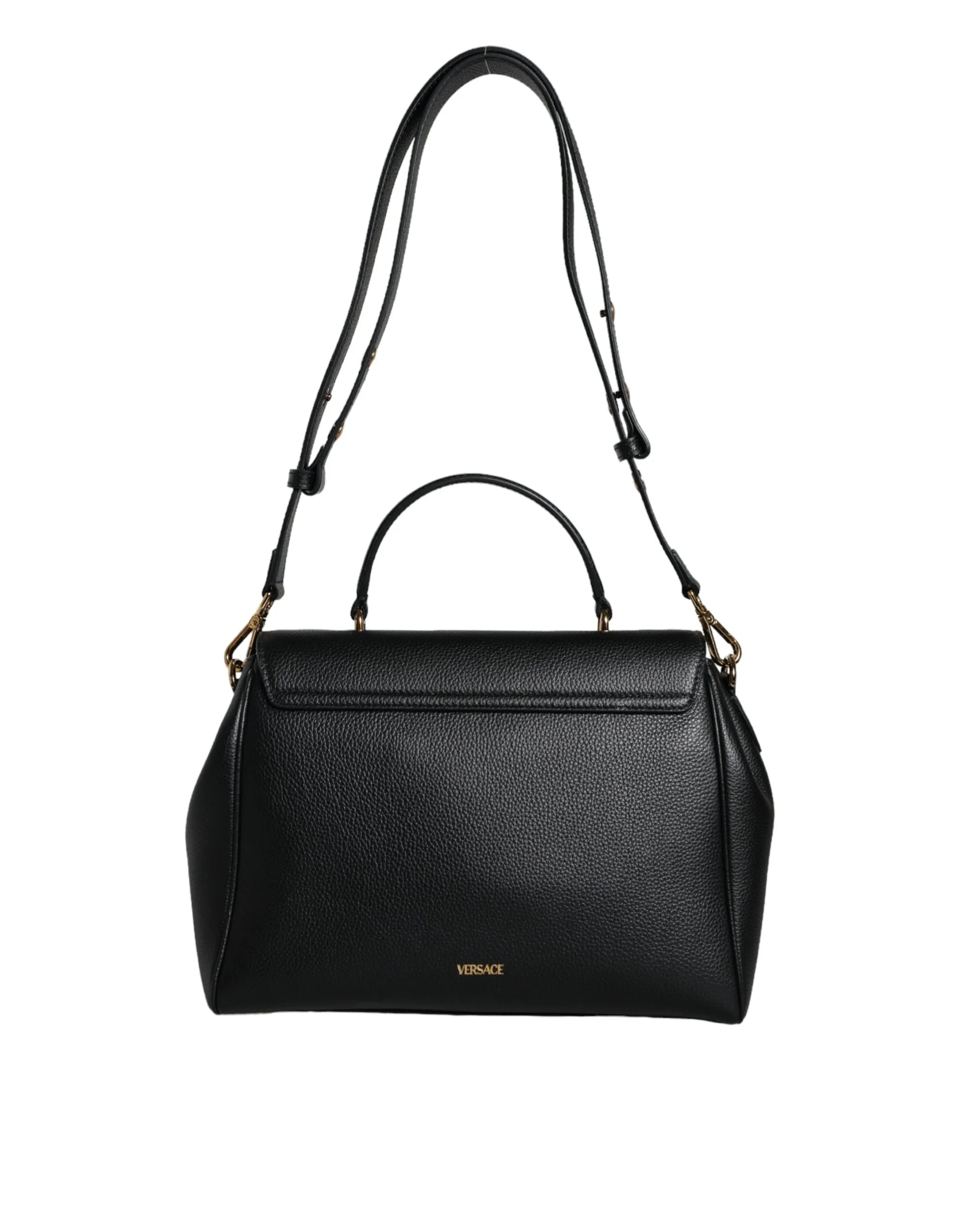 Black Top Handle Grainy Calfskin Leather Crossbody Bag sold by Louxly product image thumbnail 4