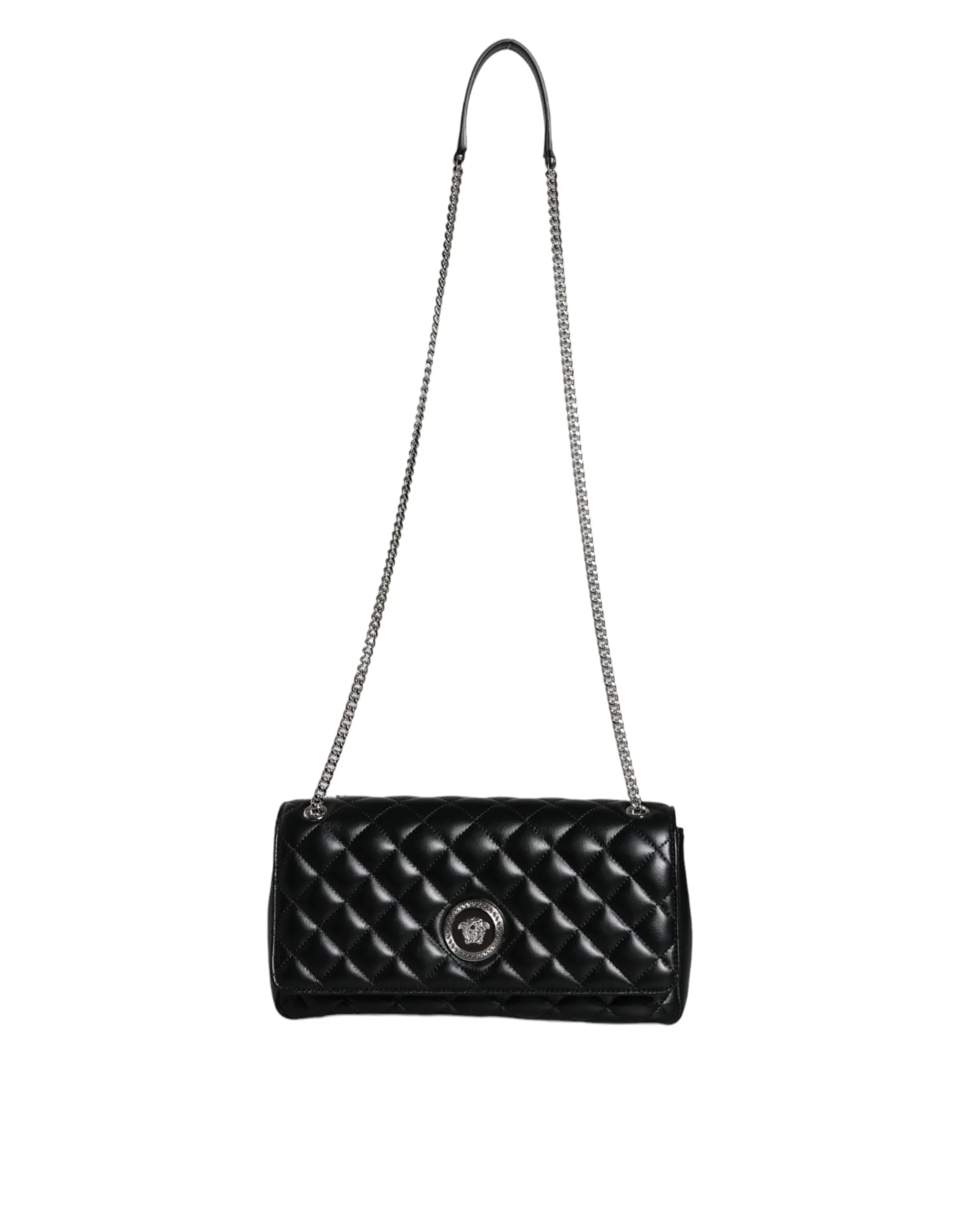 Black Quilted Lambskin Leather Crossbody Shoulder Bag sold by Louxly product image thumbnail 2