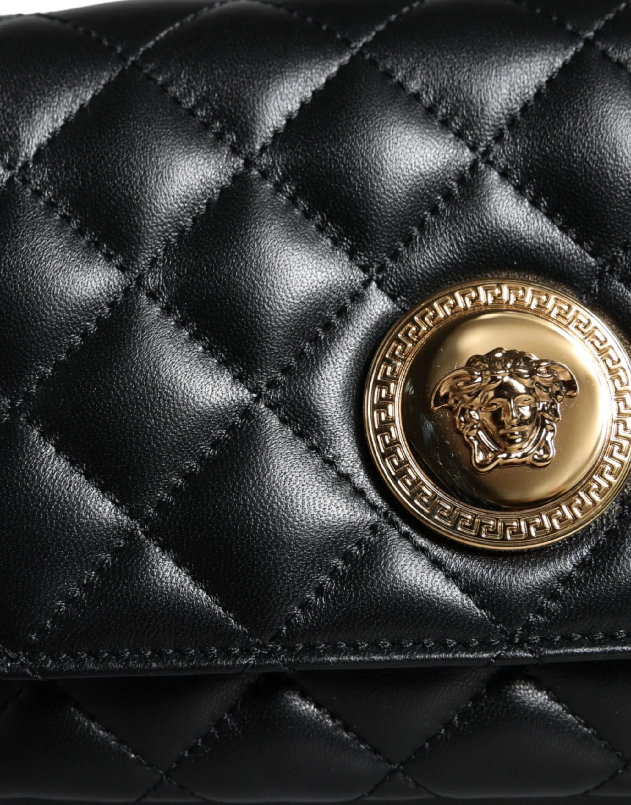 Black Quilted Lambskin Leather Crossbody Shoulder Bag sold by Louxly product image thumbnail 5
