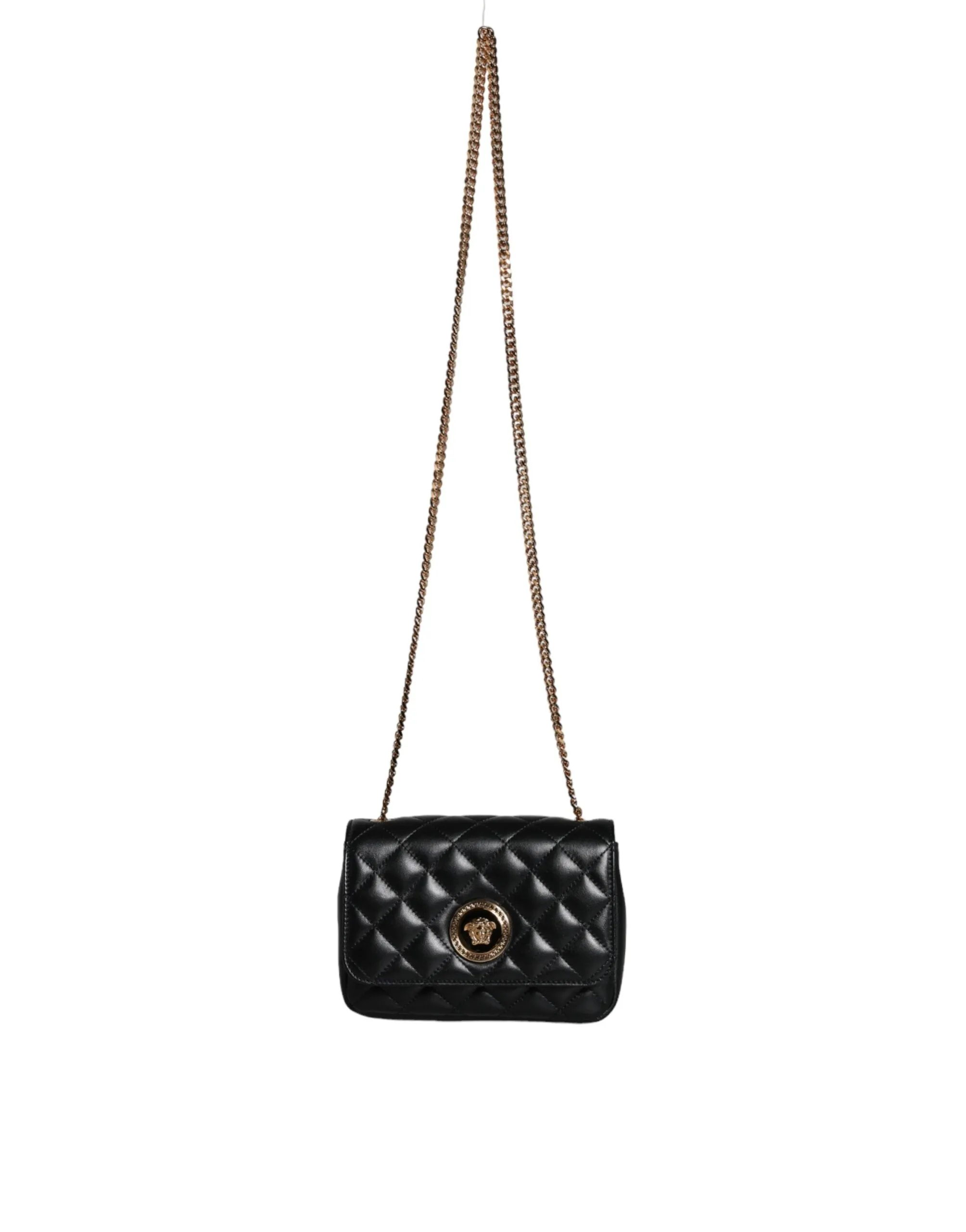 Black Quilted Lambskin Leather Crossbody Shoulder Bag sold by Louxly product image thumbnail 2