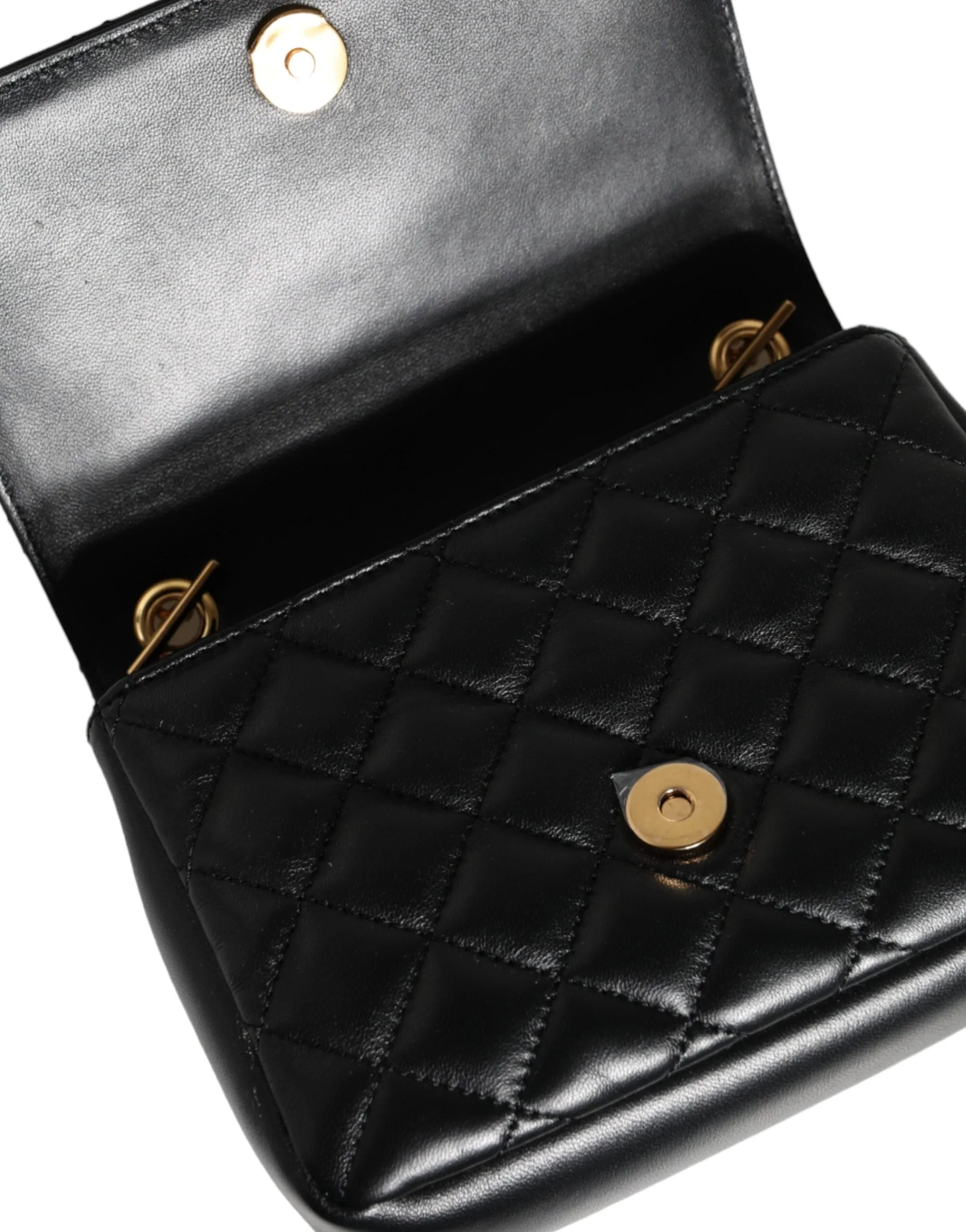 Black Quilted Lambskin Leather Crossbody Shoulder Bag sold by Louxly product image thumbnail 4