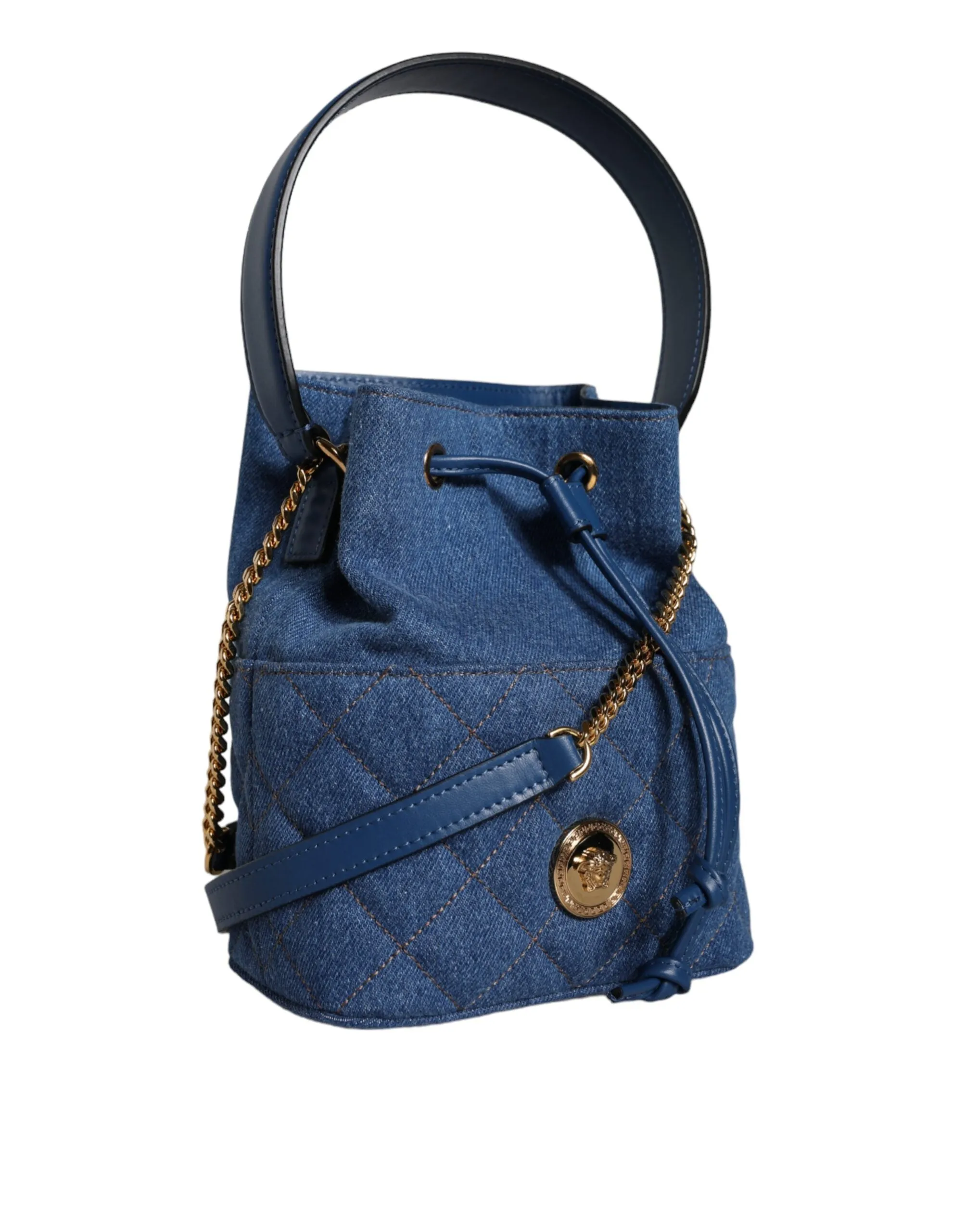 Blue Quilted Denim Leather Crossbody Shoulder Bag sold by Louxly product image thumbnail 4
