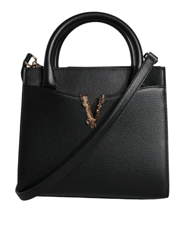 Black Small Leather TopHandle Shoulder Crossbody Bag sold by Louxly