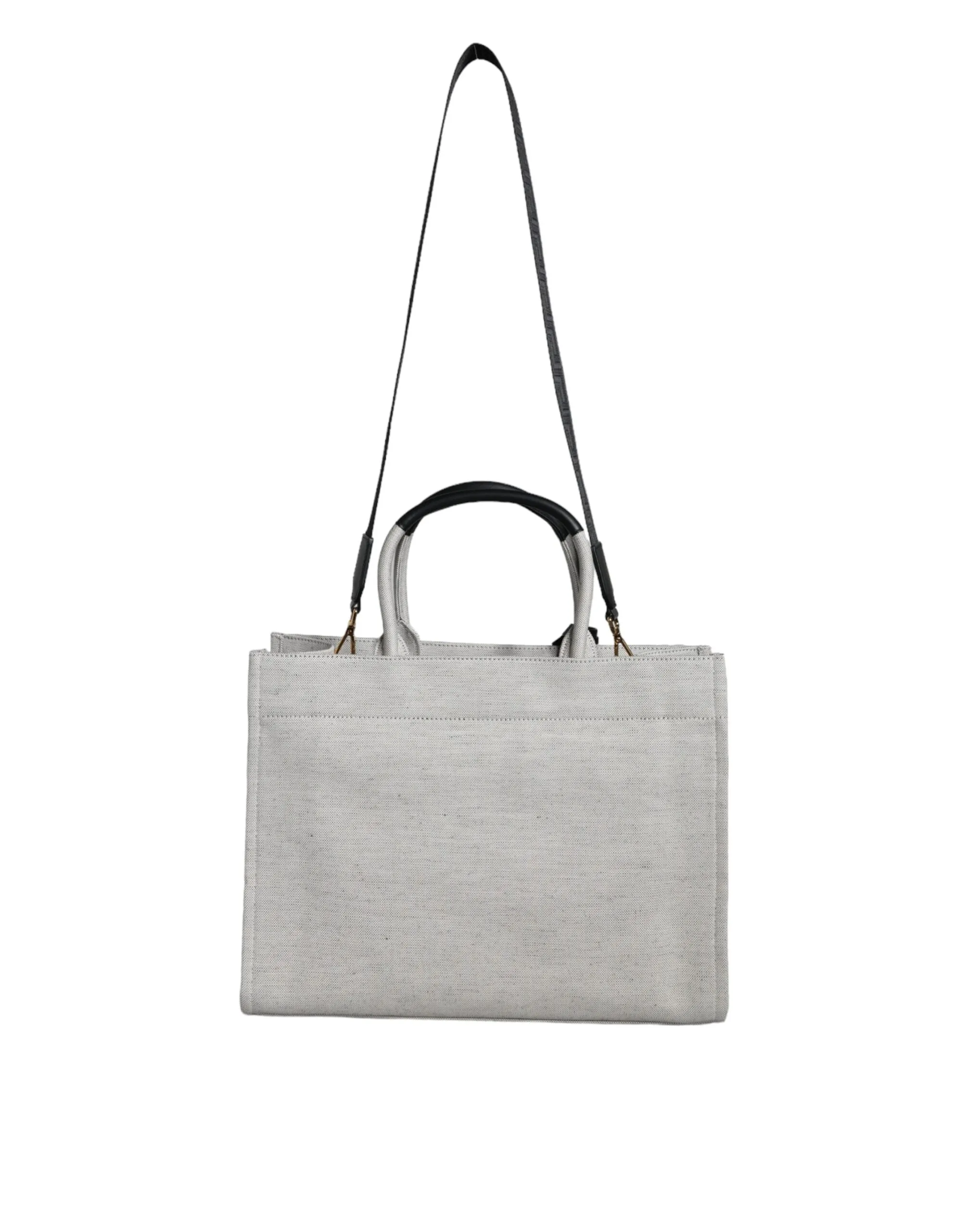 White Top Handle Canvas Leather Logo Crossbody Tote Bag sold by Louxly product image thumbnail 3