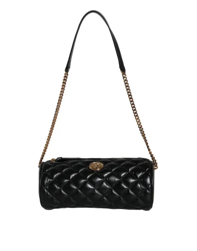 Black Mini Quilted Lambskin Leather Crossbody Sling Bag sold by Louxly