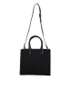 Black Top Handle Canvas Leather Logo Crossbody Tote Bag sold by Louxly