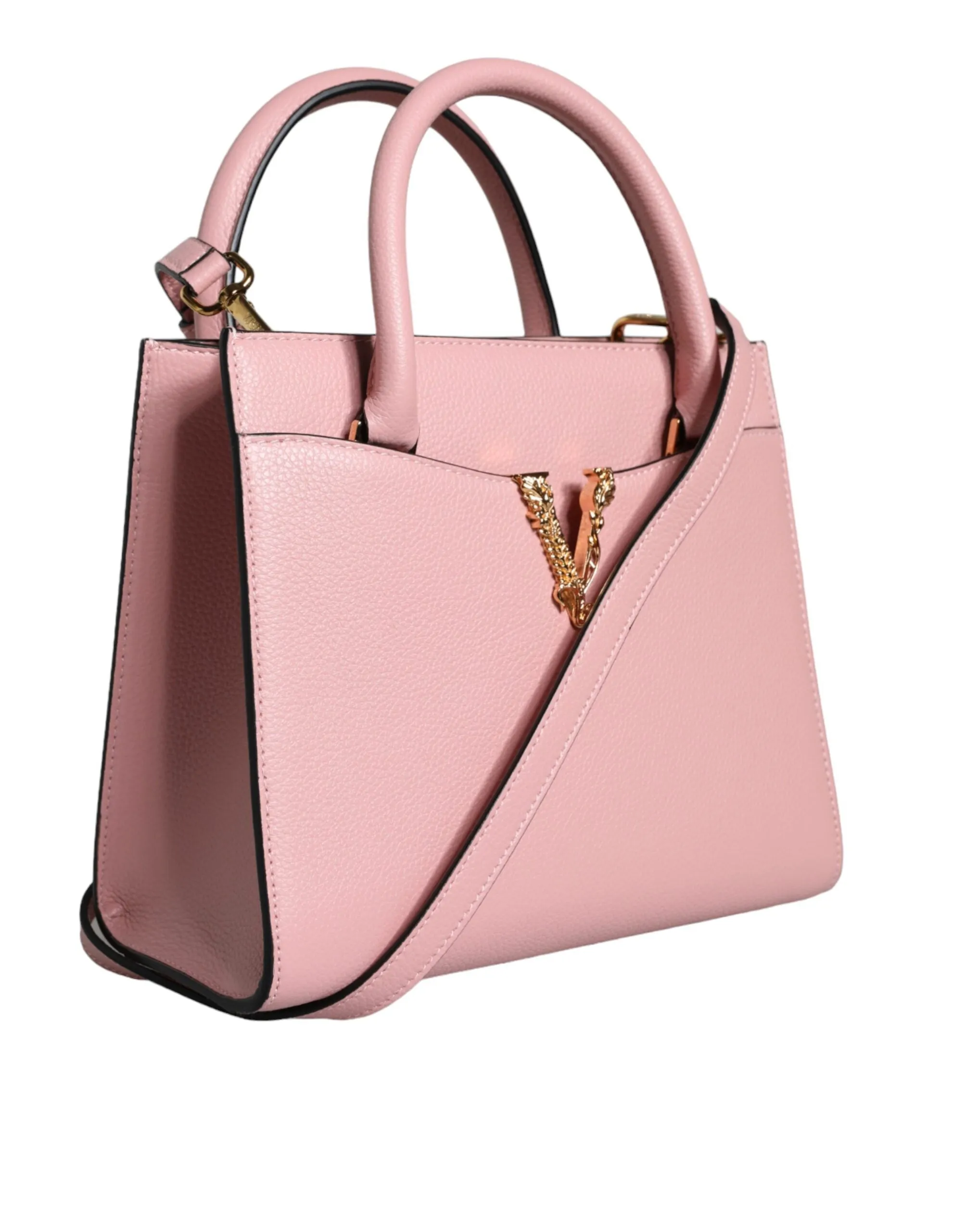 Pink Small Top Handle Grainy Calf Leather Crossbody Bag sold by Louxly product image thumbnail 3