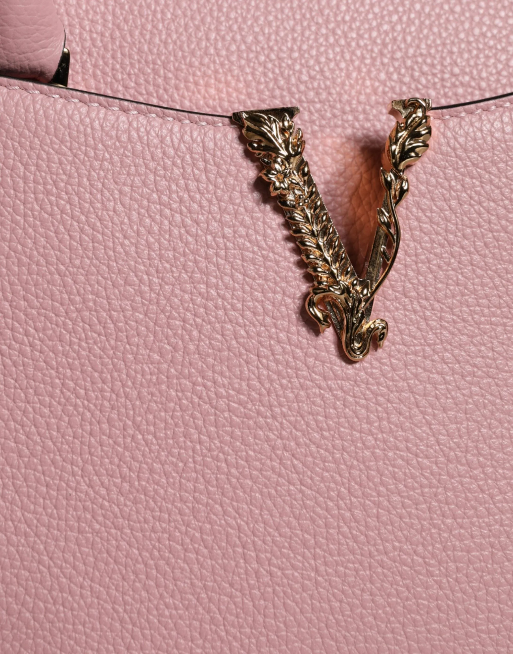 Pink Small Top Handle Grainy Calf Leather Crossbody Bag sold by Louxly product image thumbnail 4