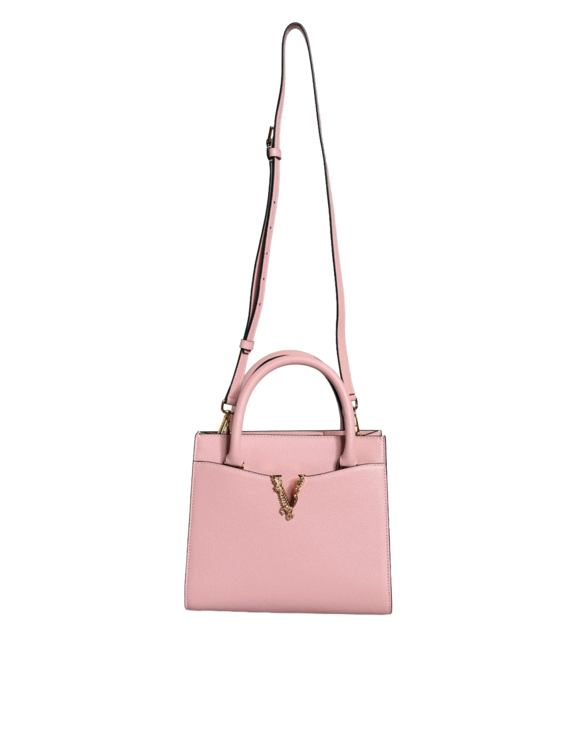 Pink Small Top Handle Grainy Calf Leather Crossbody Bag sold by Louxly product image thumbnail 2