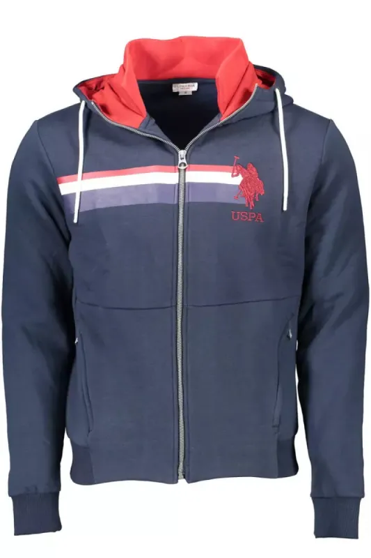 Chic Blue Hooded Zip Sweatshirt - Embroidered Detail sold by Louxly