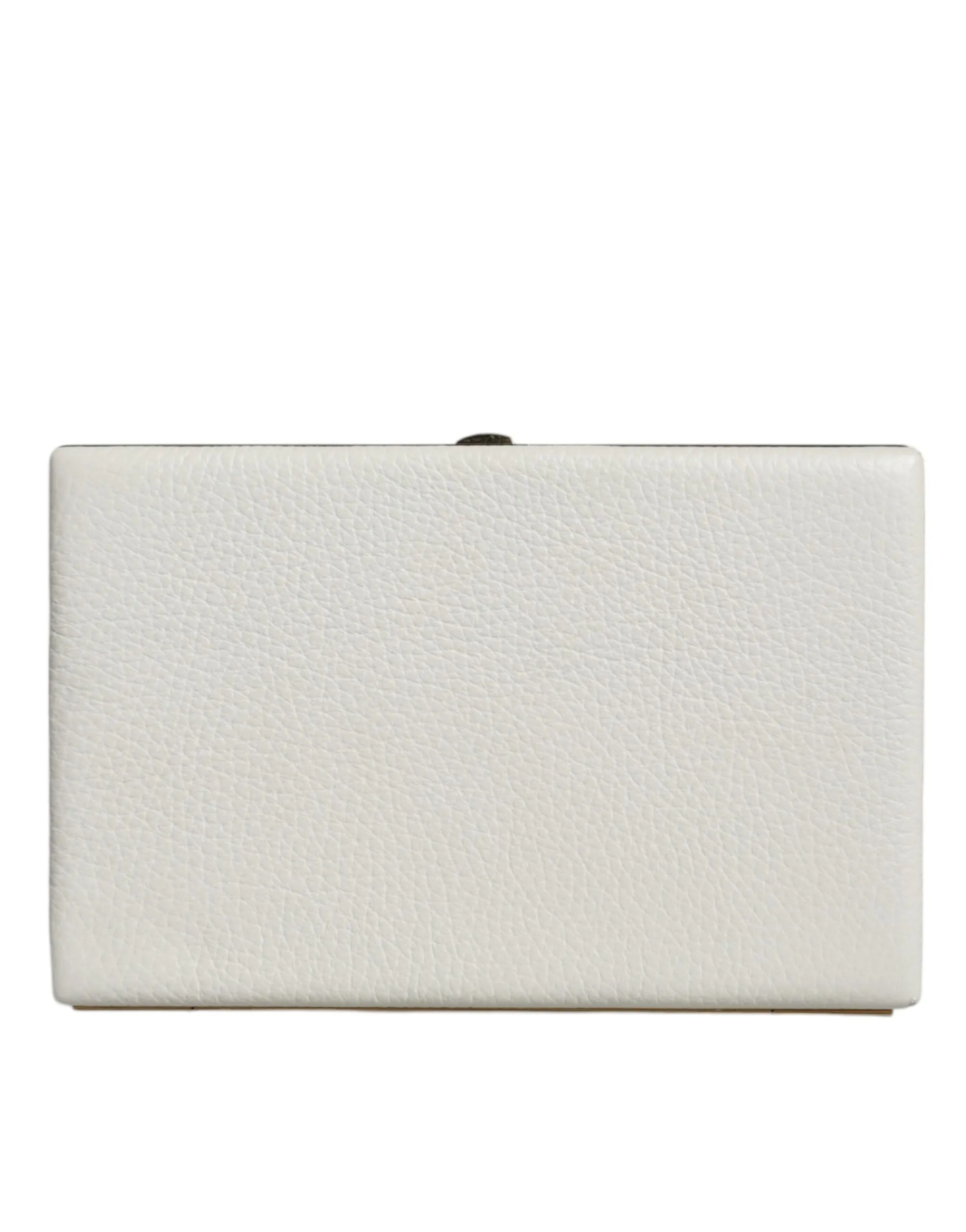 White Leather Gold Frame Clutch Evening Party Purse Bag sold by Louxly product image thumbnail 3