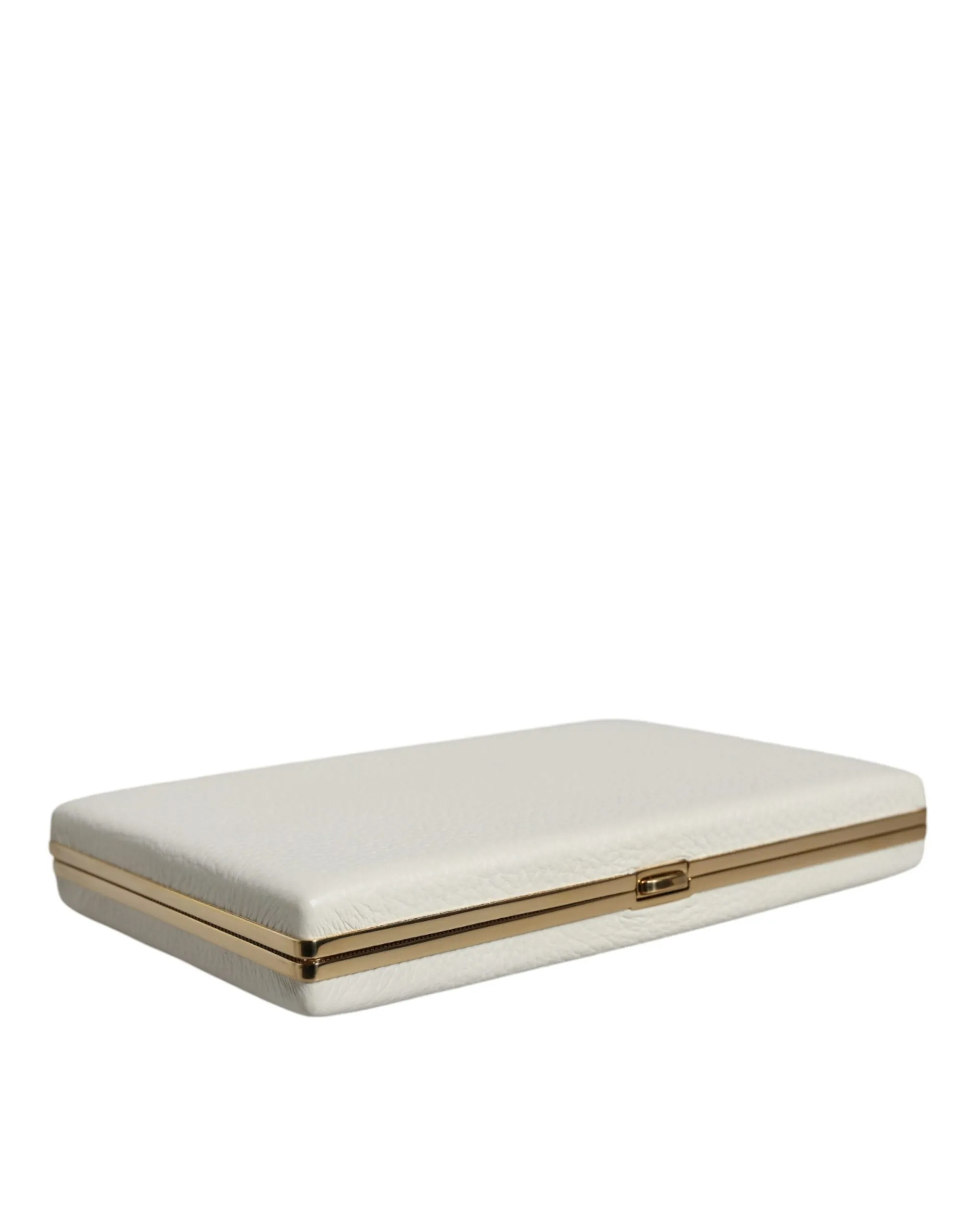 White Leather Gold Frame Clutch Evening Party Purse Bag sold by Louxly product image thumbnail 4