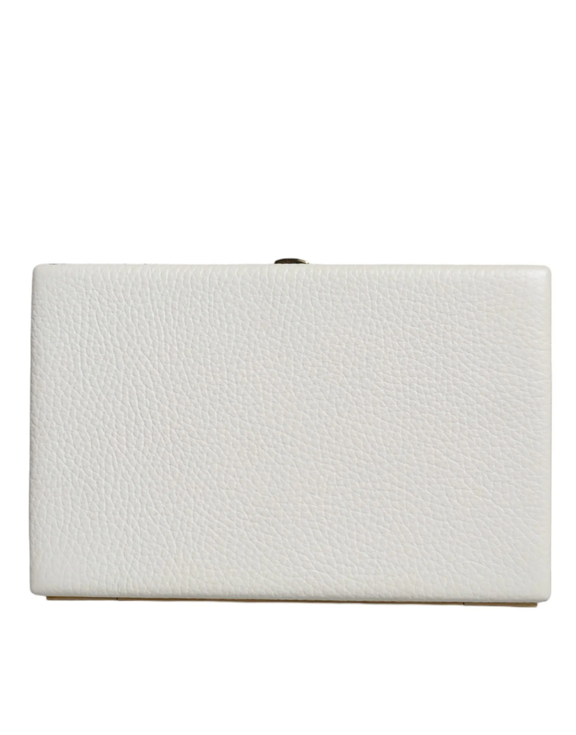 White Leather Gold Frame Clutch Evening Party Purse Bag sold by Louxly