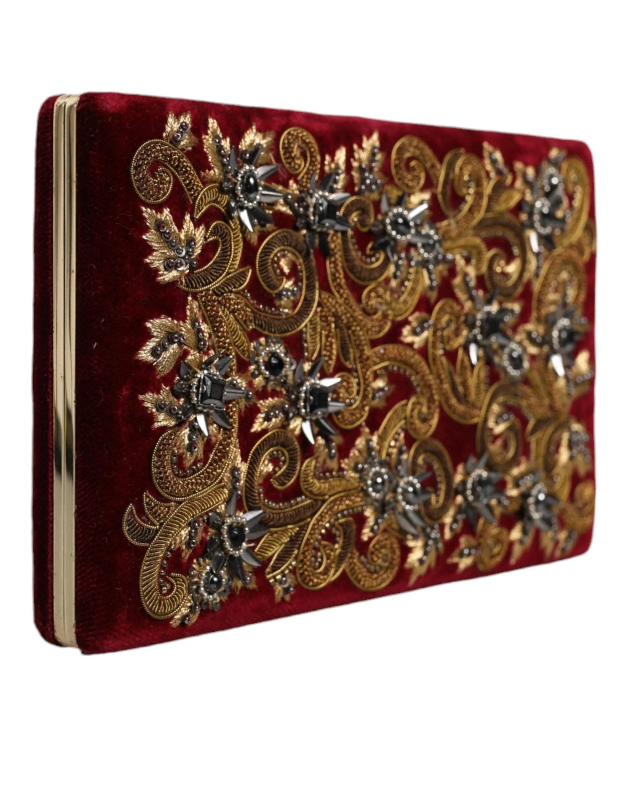Red Velvet Gold Frame Clutch Evening Party Purse Bag sold by Louxly product image thumbnail 2