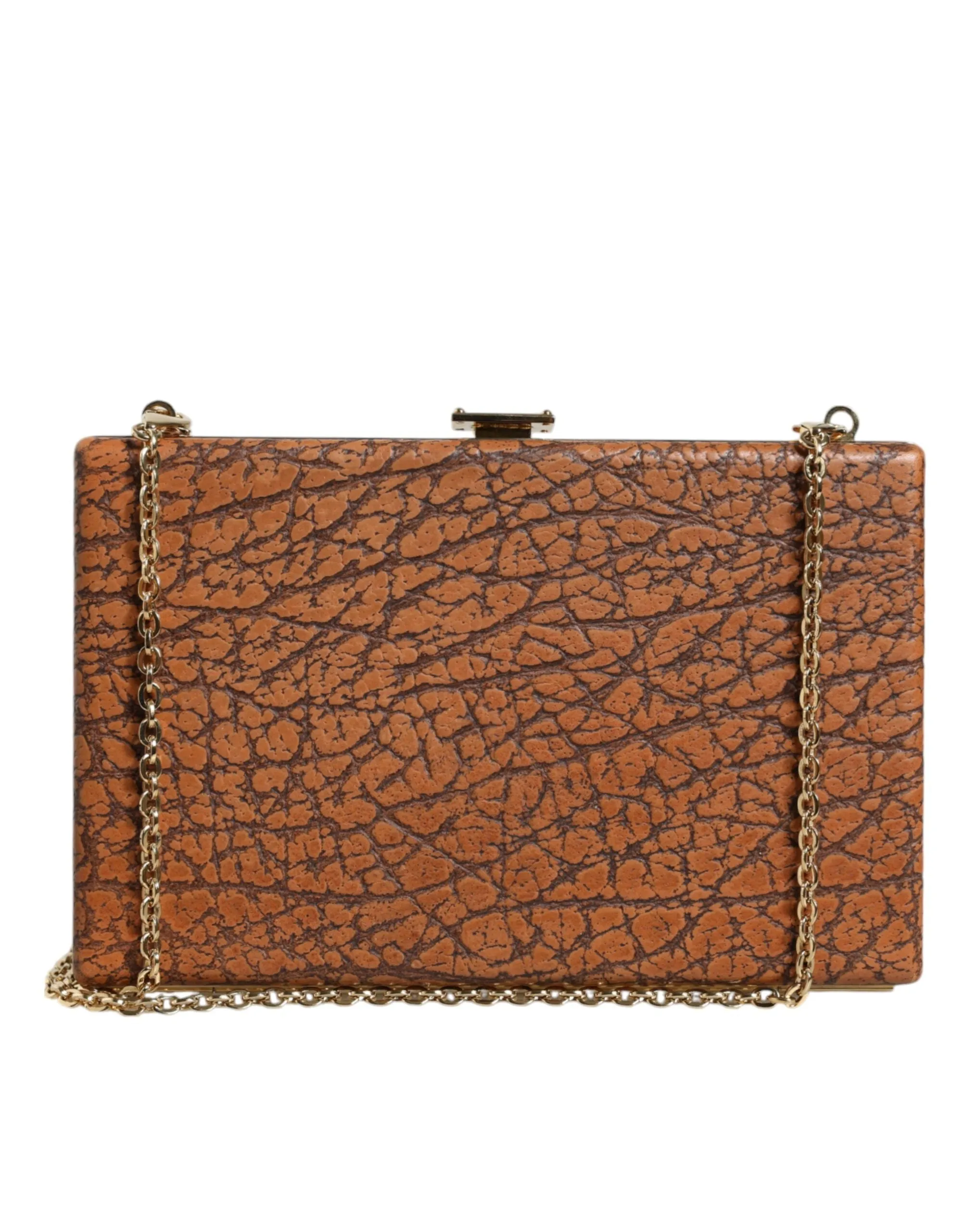 Brown Leather Gold Frame Clutch Mini Crossbody Bag sold by Louxly