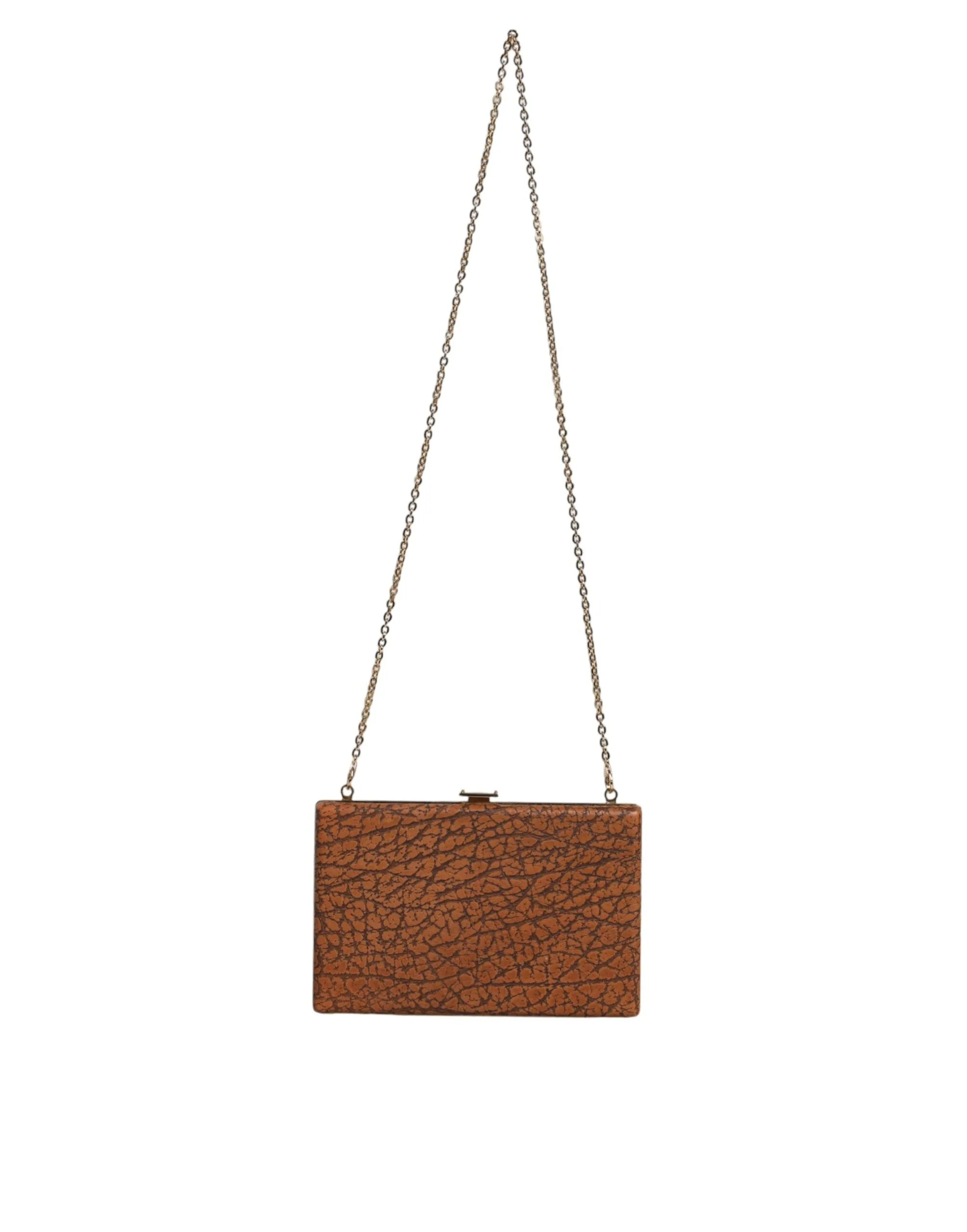 Brown Leather Gold Frame Clutch Mini Crossbody Bag sold by Louxly product image thumbnail 2