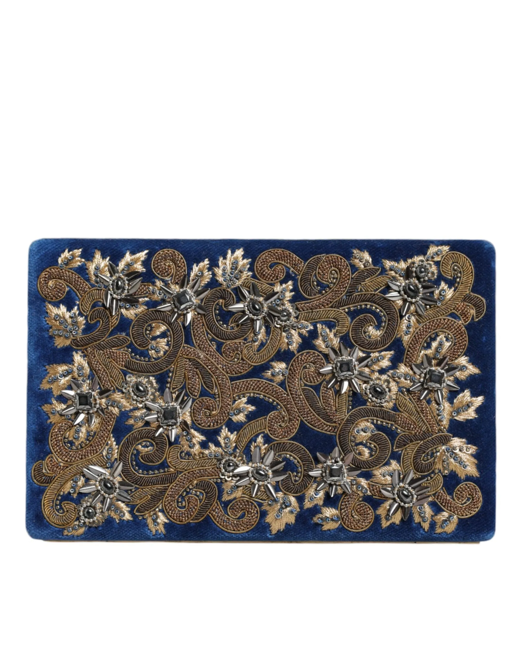 Blue Velvet Gold Frame Clutch Evening Party Purse Bag sold by Louxly product image thumbnail 3