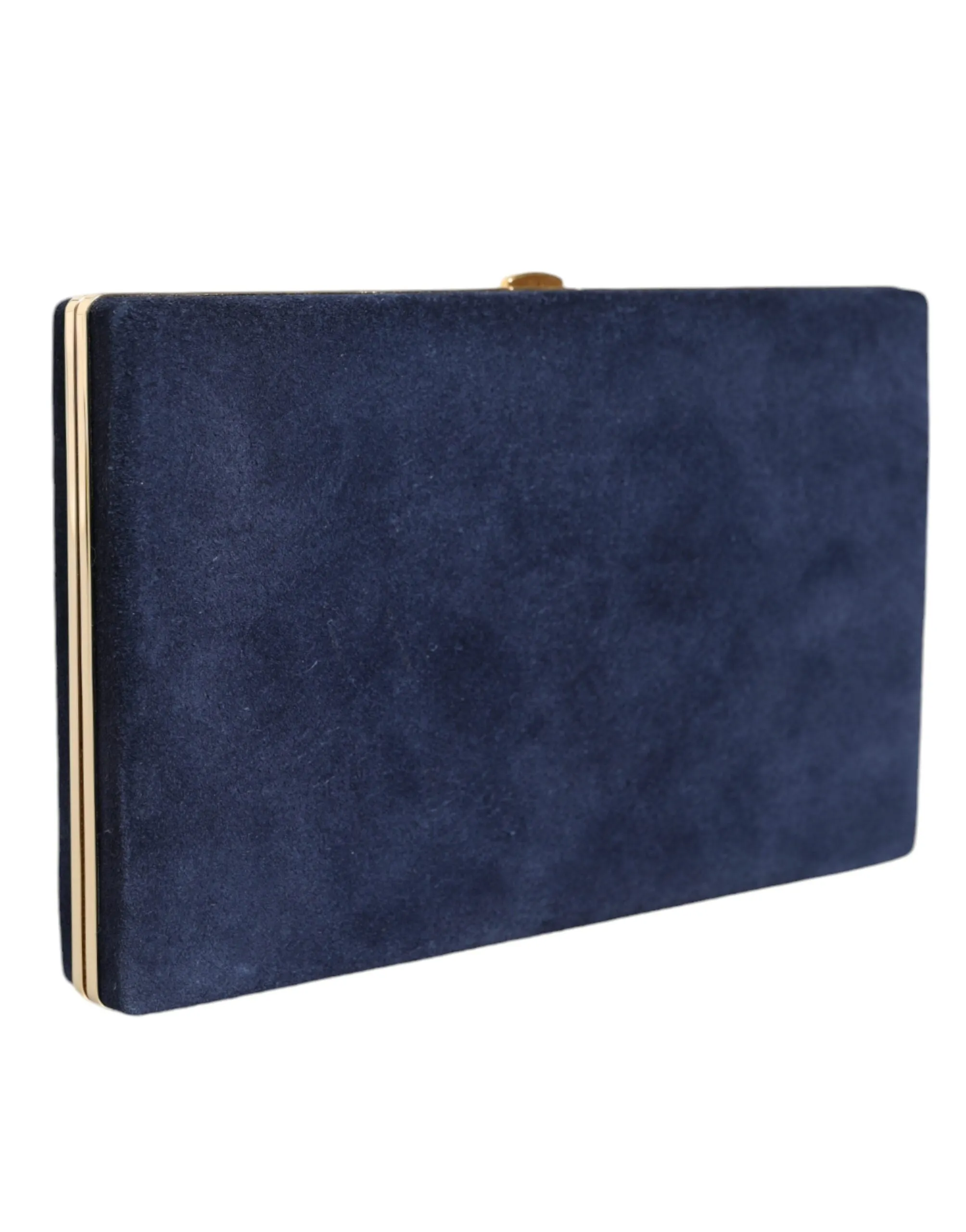 Blue Suede Gold Frame Clutch Evening Party Purse Bag sold by Louxly product image thumbnail 2