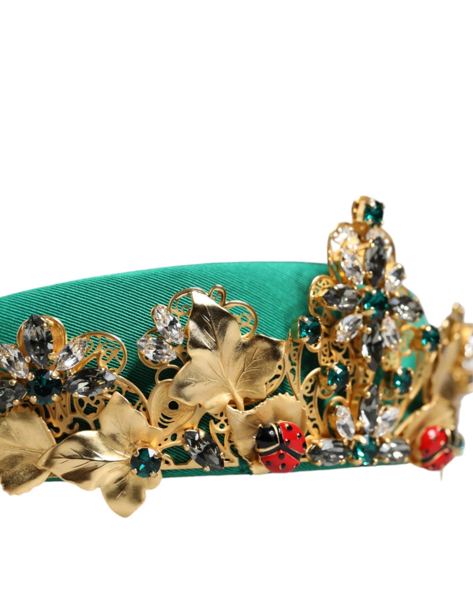 Green Silk Crystal Embellished Tiara Headband Crown Diadem sold by Louxly product image thumbnail 5
