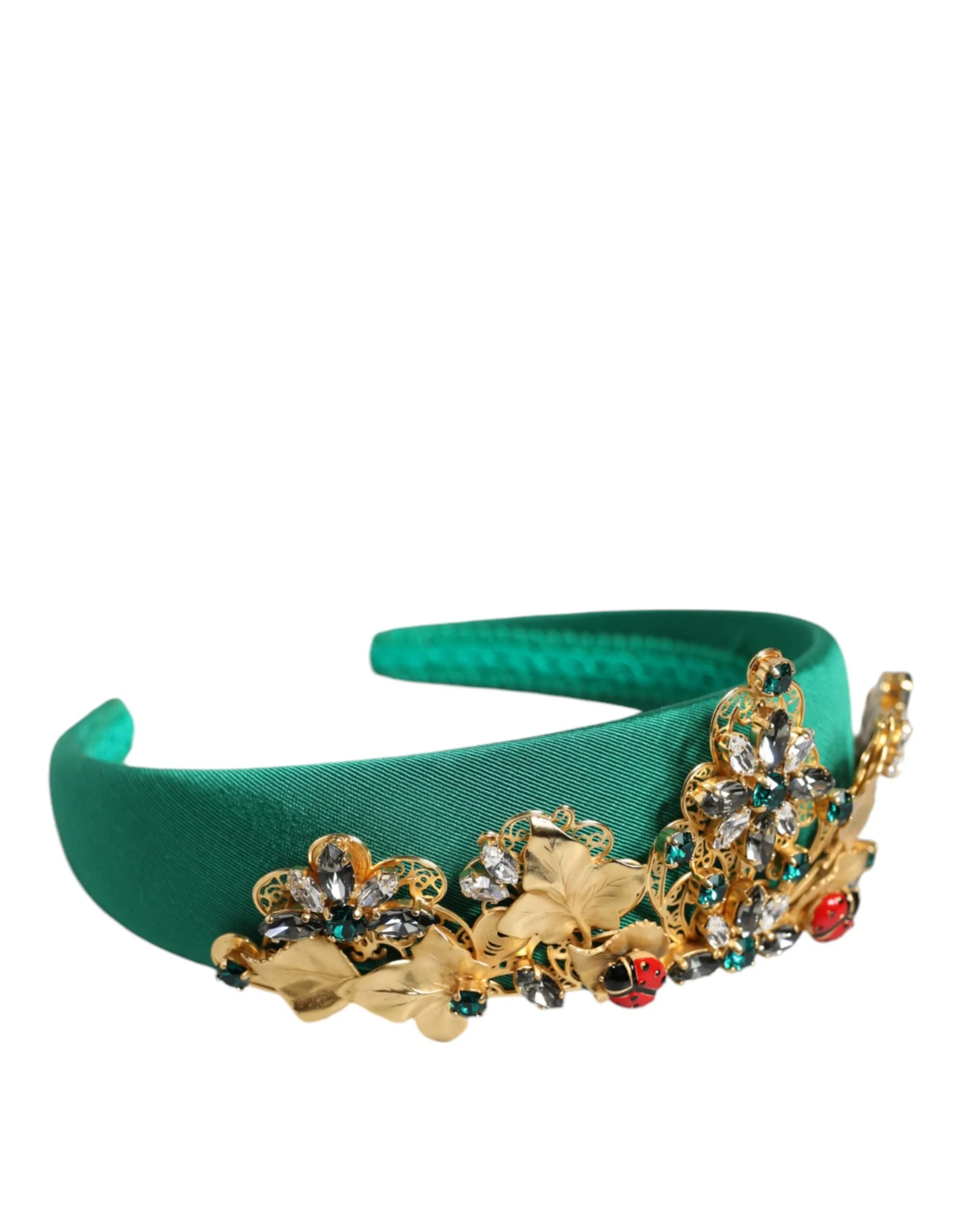 Green Silk Crystal Embellished Tiara Headband Crown Diadem sold by Louxly product image thumbnail 2