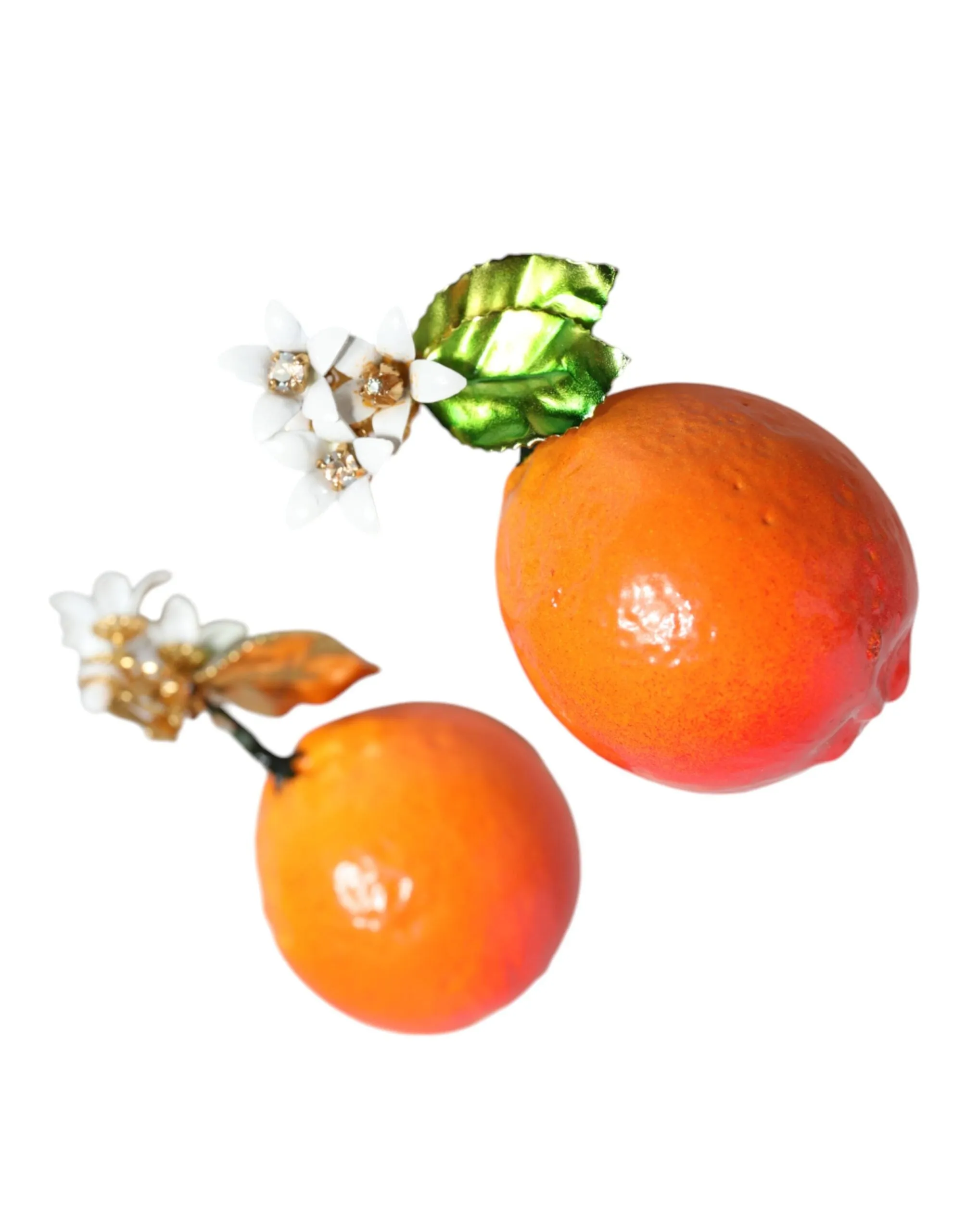 Gold Tone Brass Crystals Orange Lily Clip On Earrings sold by Louxly product image thumbnail 4