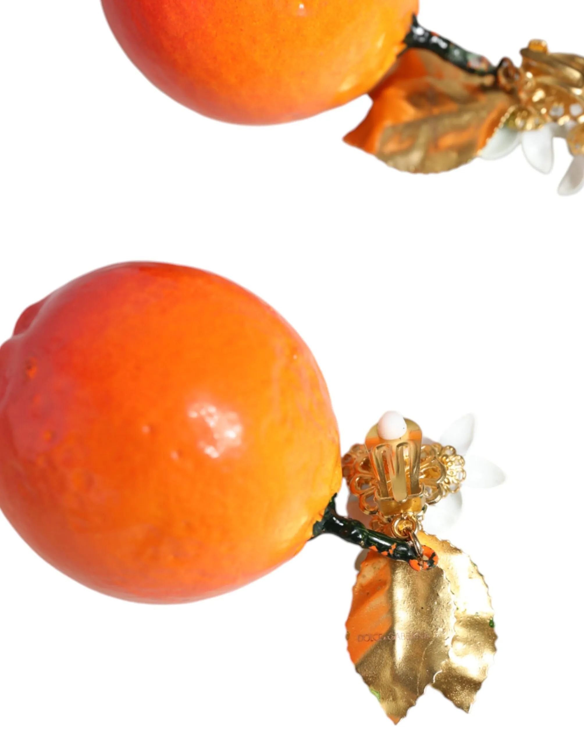 Gold Tone Brass Crystals Orange Lily Clip On Earrings sold by Louxly product image thumbnail 5