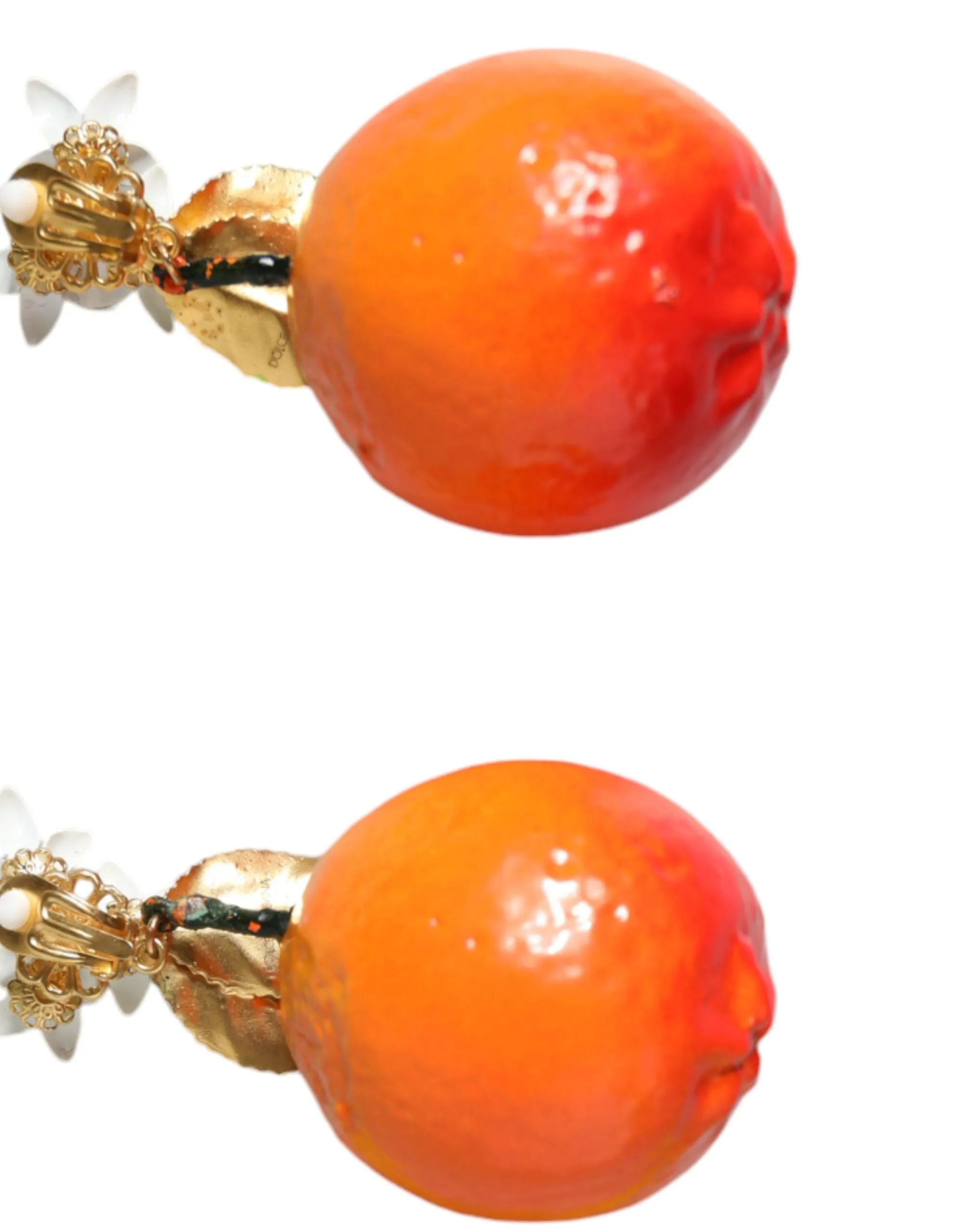 Gold Tone Brass Crystals Orange Lily Clip On Earrings sold by Louxly product image thumbnail 2