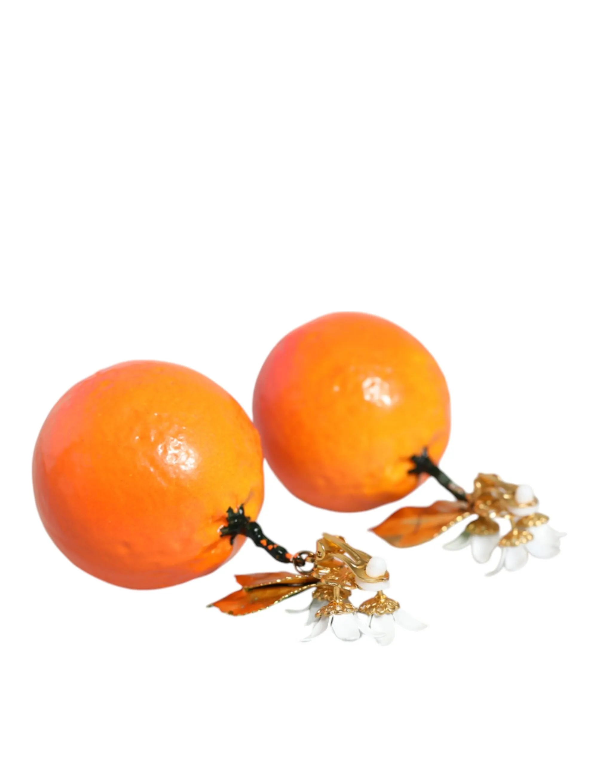 Gold Tone Brass Crystals Orange Lily Clip On Earrings sold by Louxly product image thumbnail 3