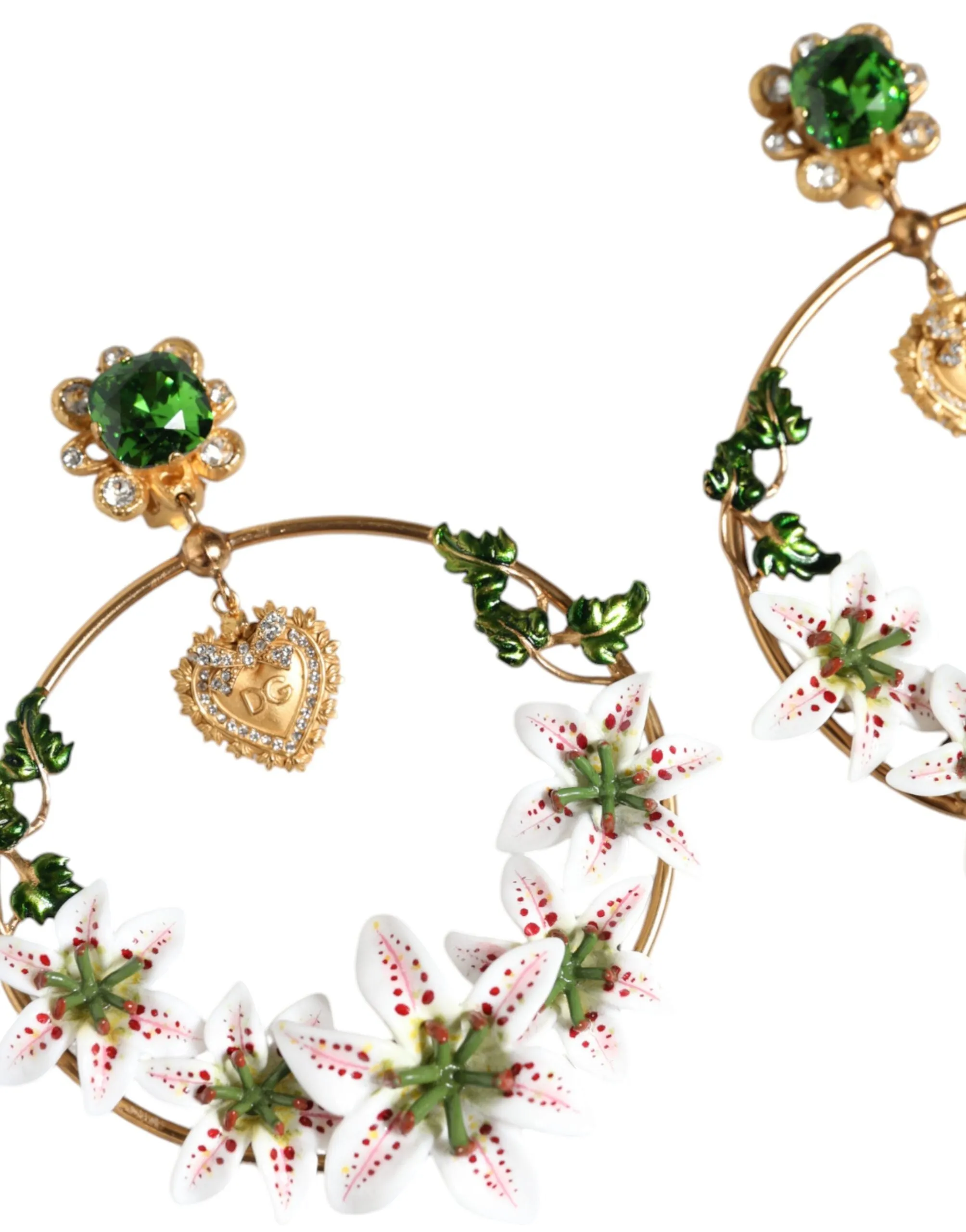 Gold Tone Brass Crystals Lily Resin Devotion Earrings sold by Louxly product image thumbnail 3