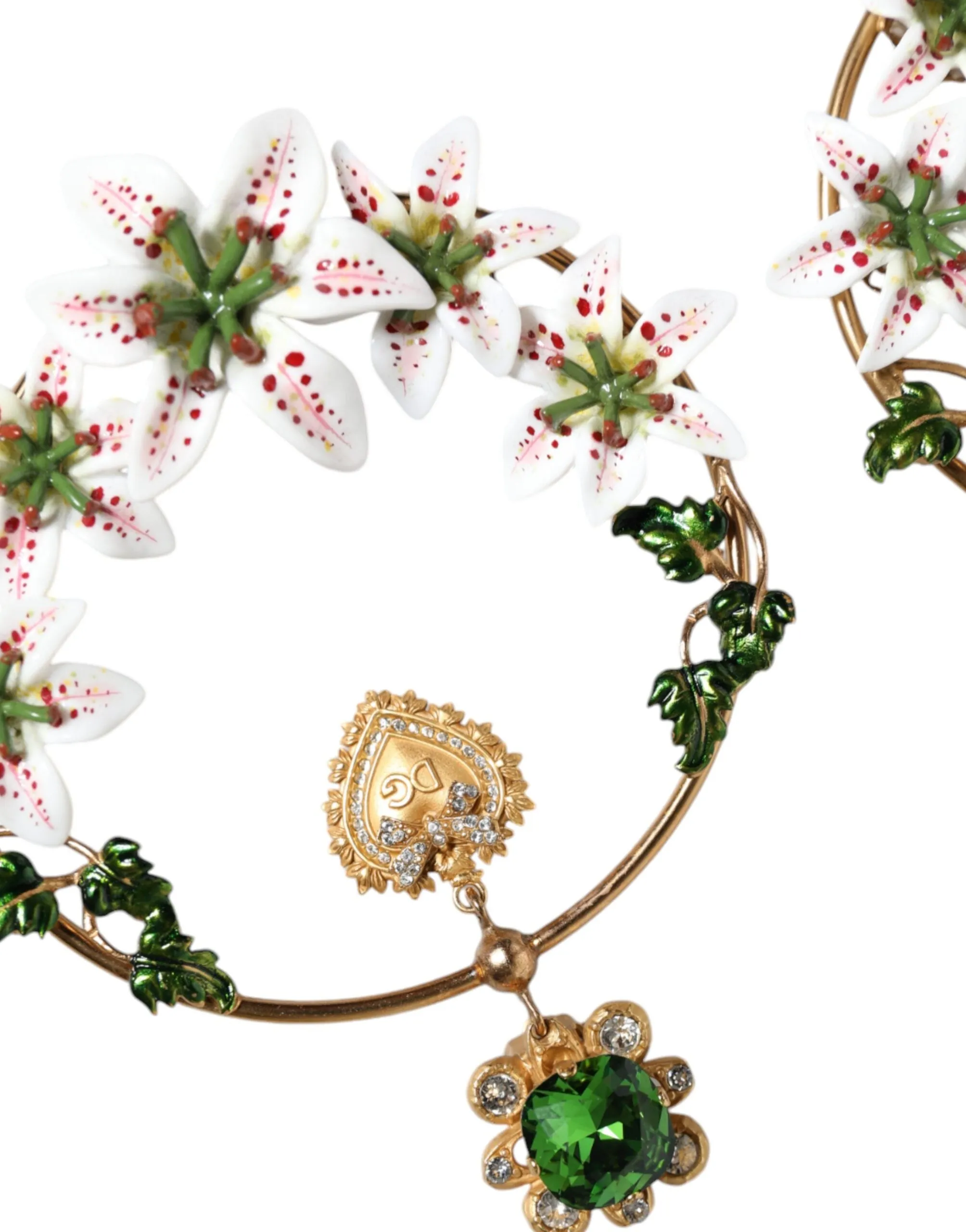 Gold Tone Brass Crystals Lily Resin Devotion Earrings sold by Louxly product image thumbnail 4