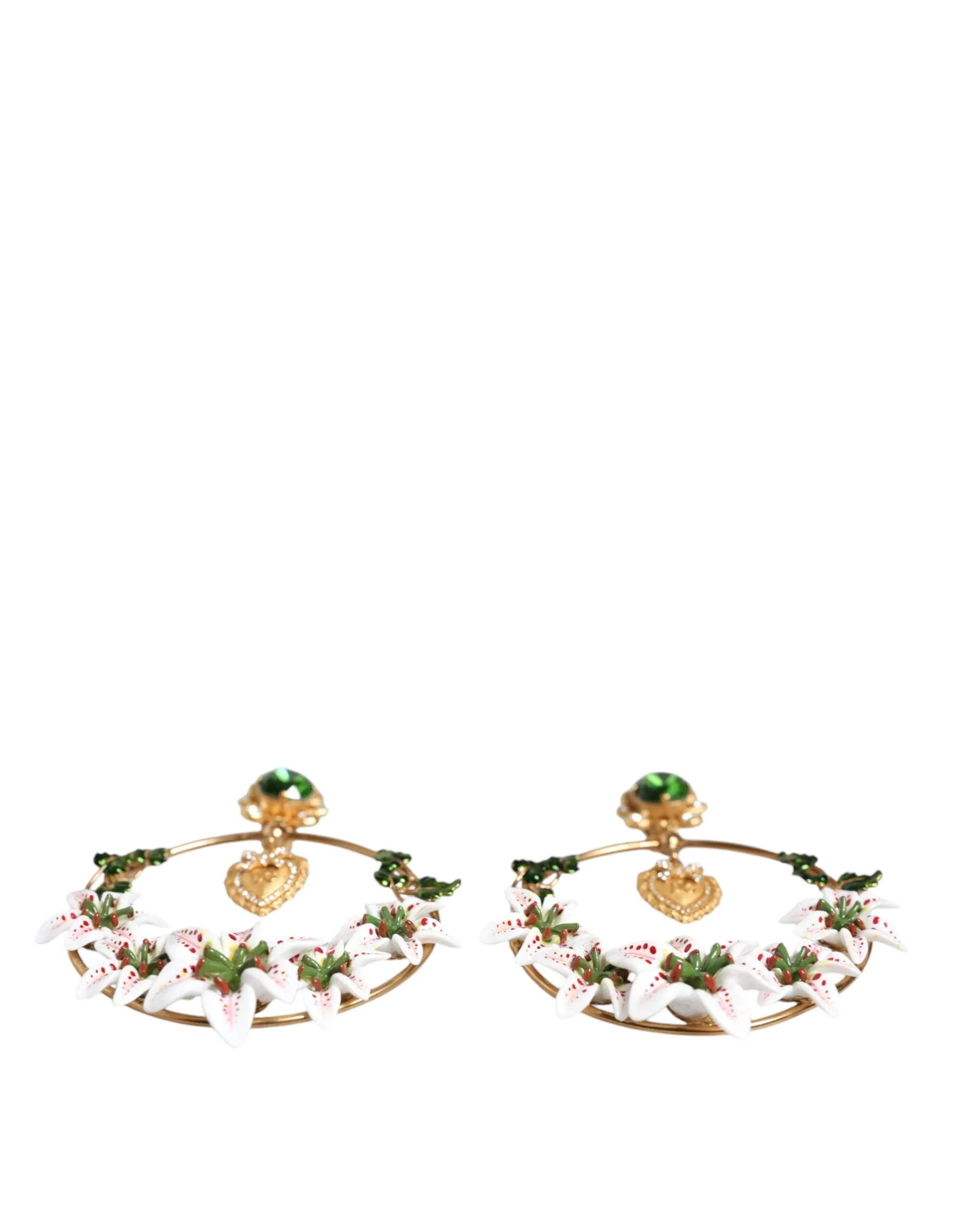 Gold Tone Brass Crystals Lily Resin Devotion Earrings sold by Louxly product image thumbnail 5