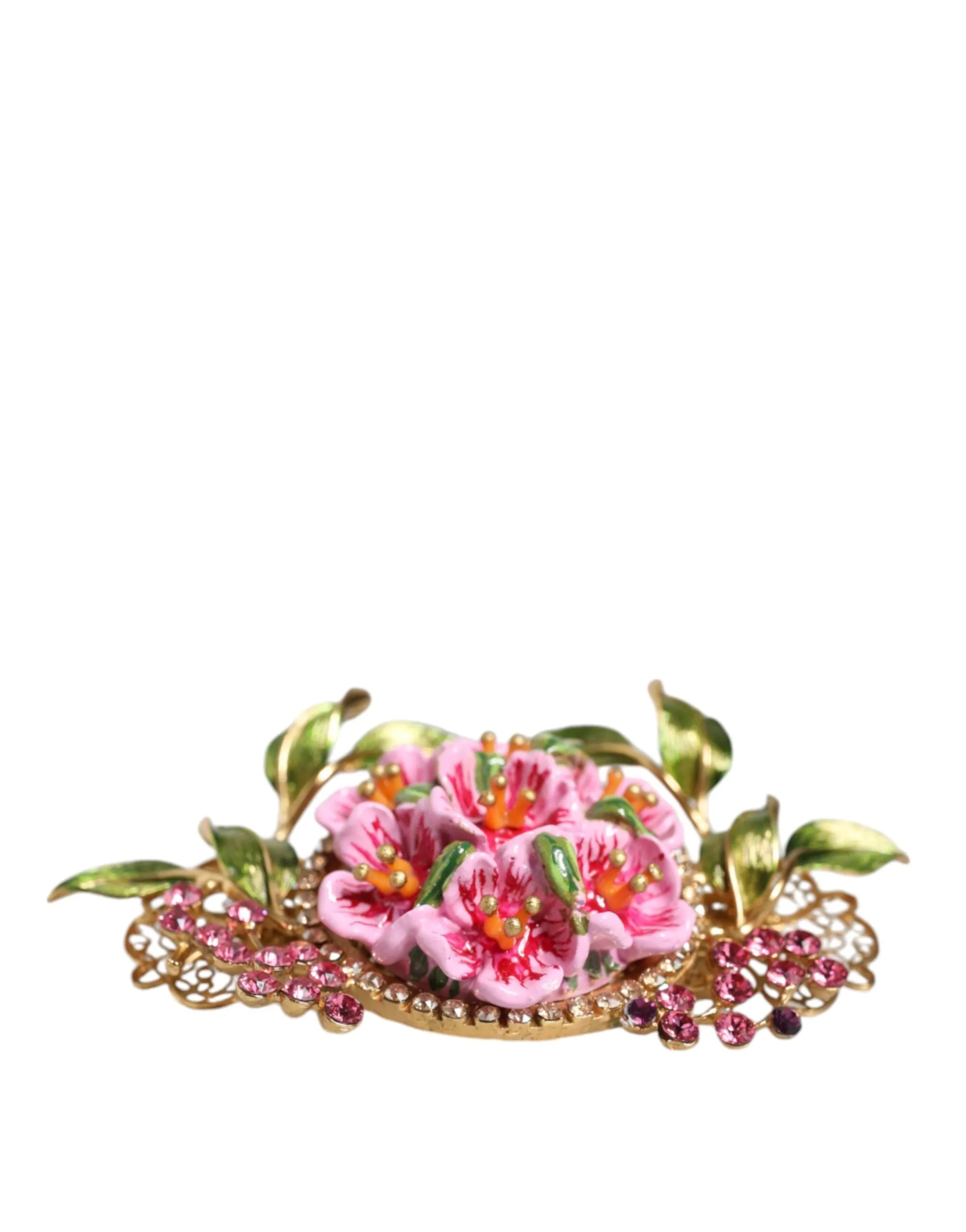 Gold Tone Brass Crystal Floral Hair Clip sold by Louxly product image thumbnail 5
