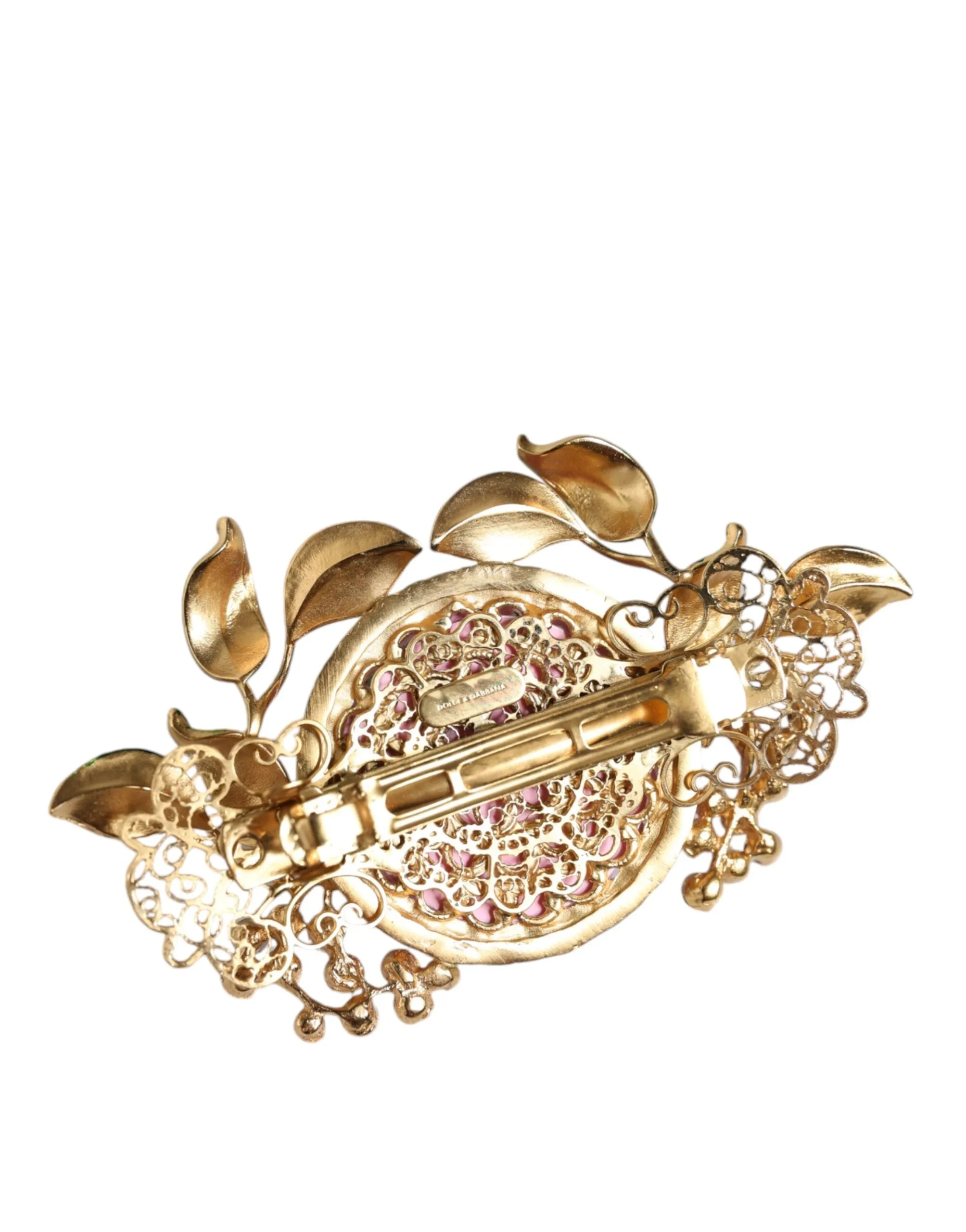 Gold Tone Brass Crystal Floral Hair Clip sold by Louxly product image thumbnail 4