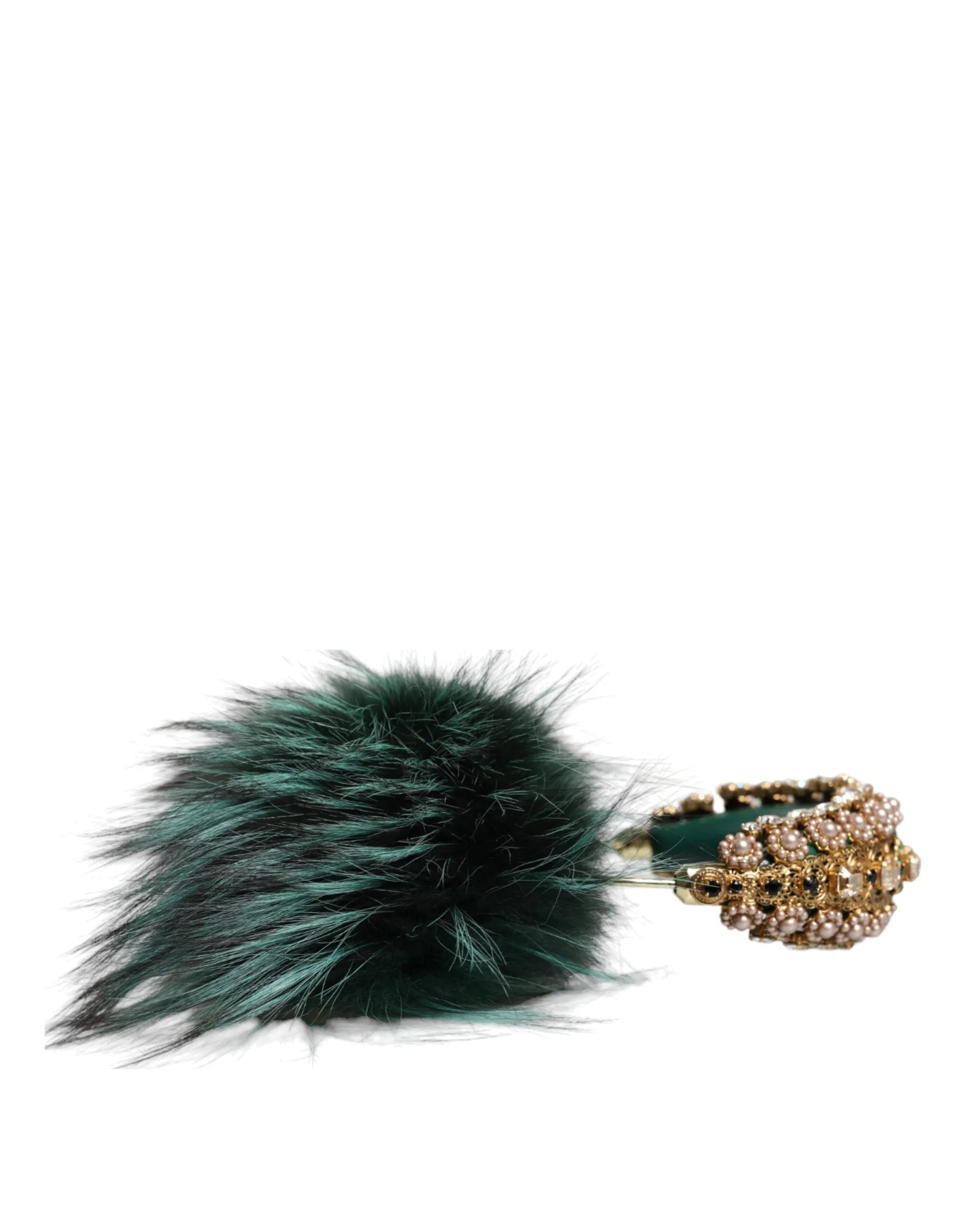 Green Gold Crystal Fur Headset Audio AUX Headphones sold by Louxly product image thumbnail 5