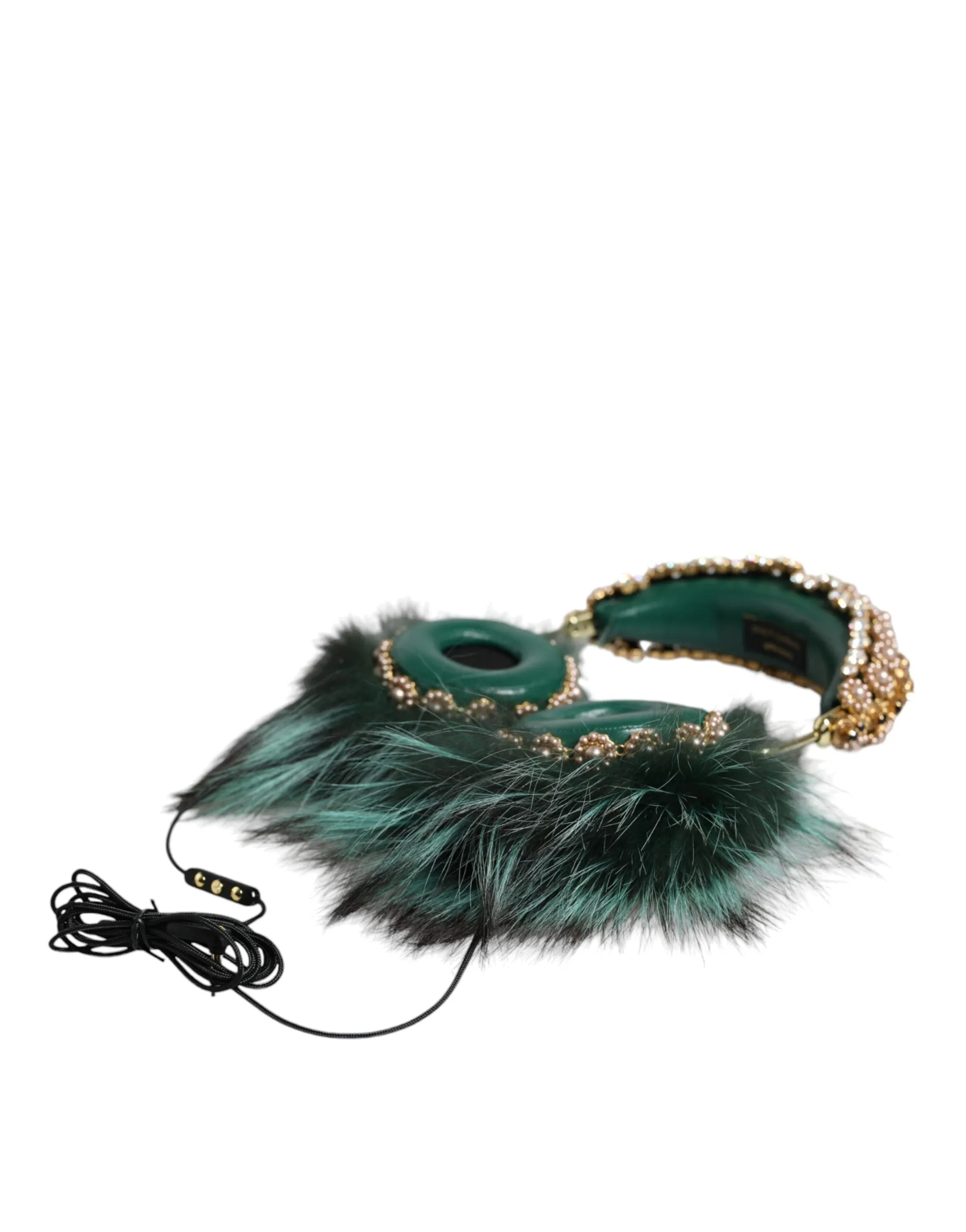 Green Gold Crystal Fur Headset Audio AUX Headphones sold by Louxly product image thumbnail 2