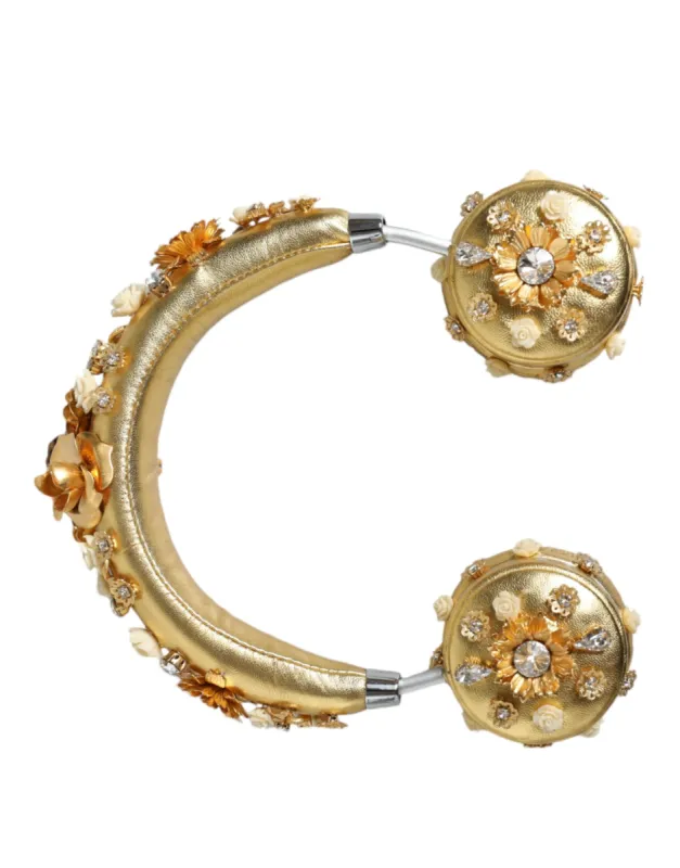 Gold Leather Floral Crystal Angel Headset Headphones sold by Louxly
