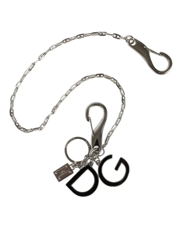 Silver Tone Metal DG Logo Link Chain Keychain Keyring sold by Louxly